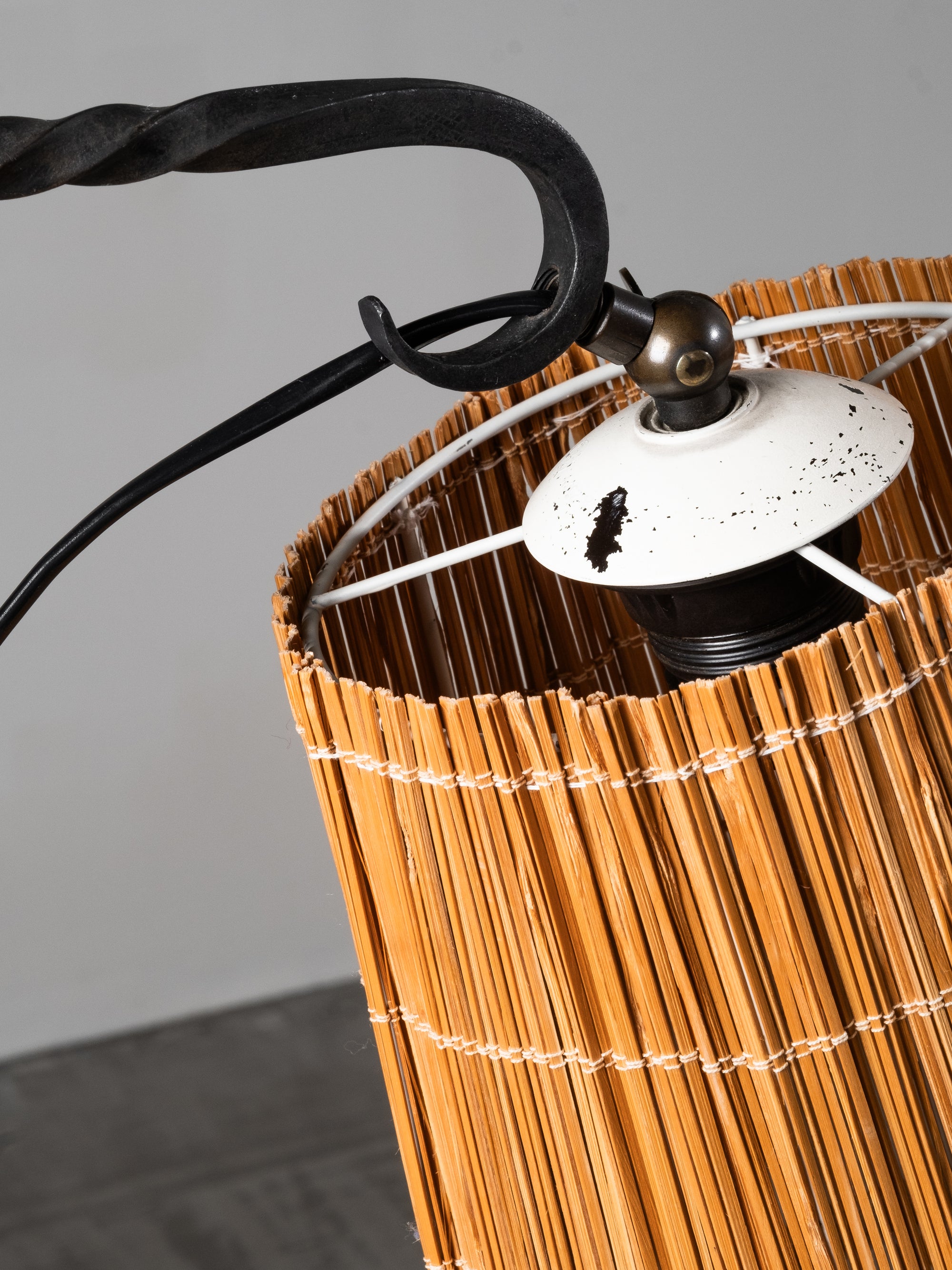 Wrought Iron and Wood Slate Floor Lamp by Hakkarainen, Finland, 1930s