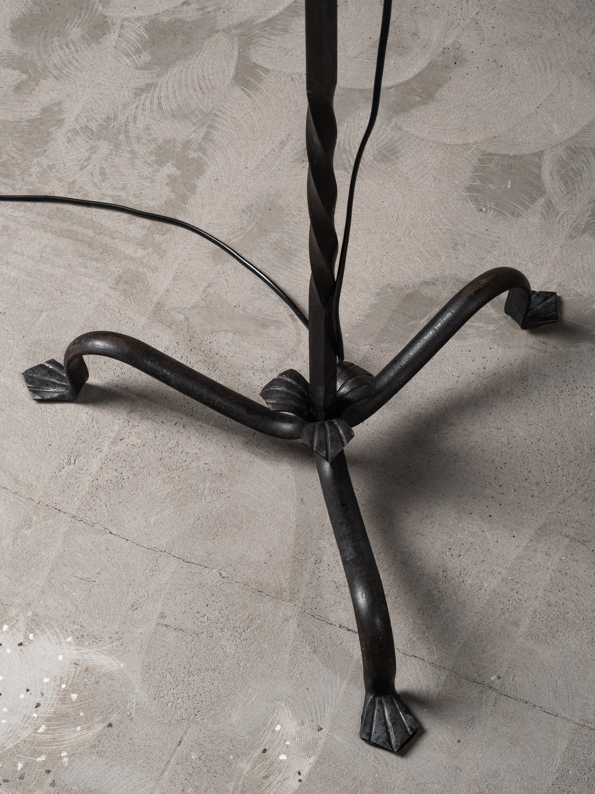 Wrought Iron and Wood Slate Floor Lamp by Hakkarainen, Finland, 1930s