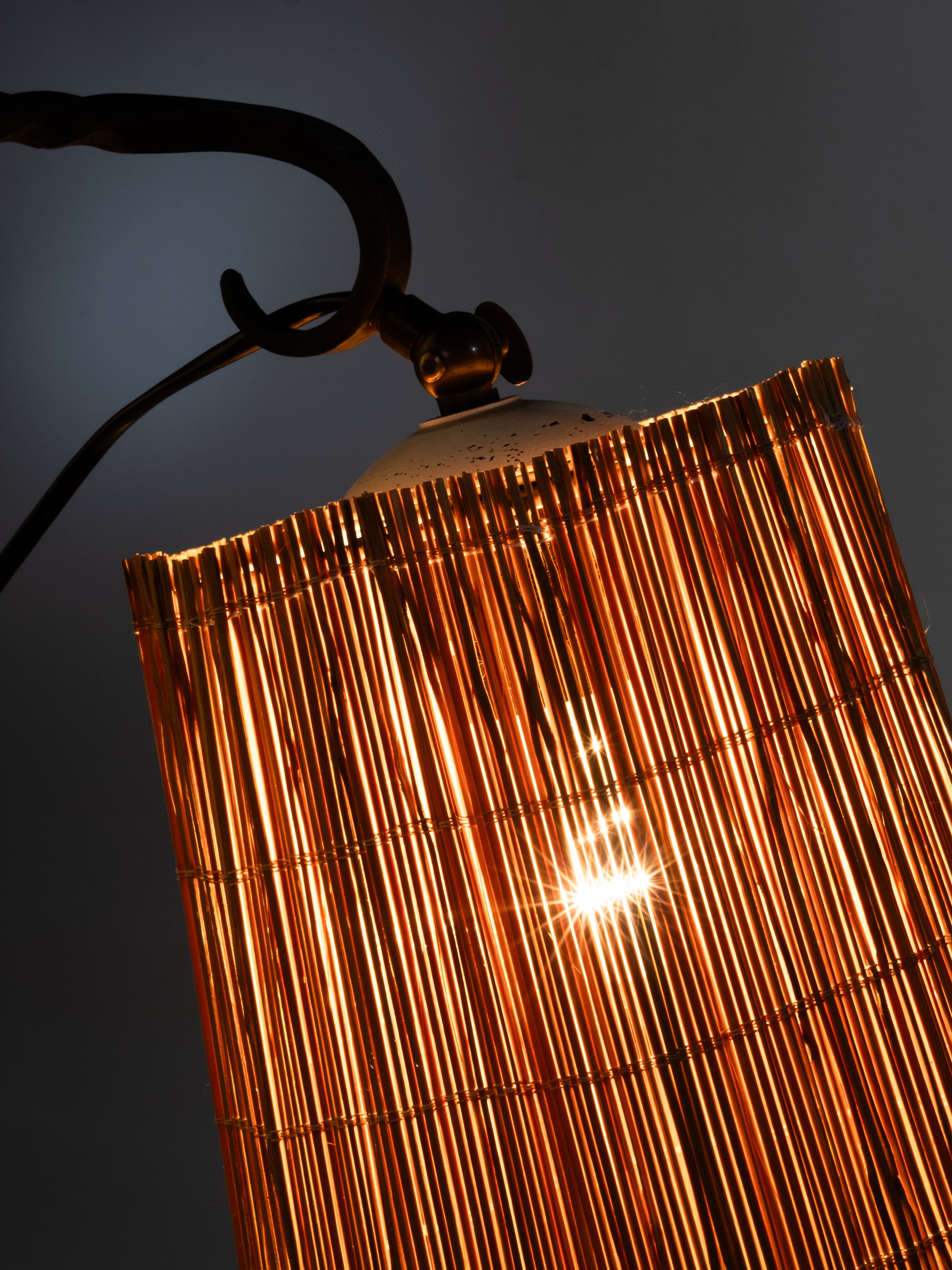 Wrought Iron and Wood Slate Floor Lamp by Hakkarainen, Finland, 1930s