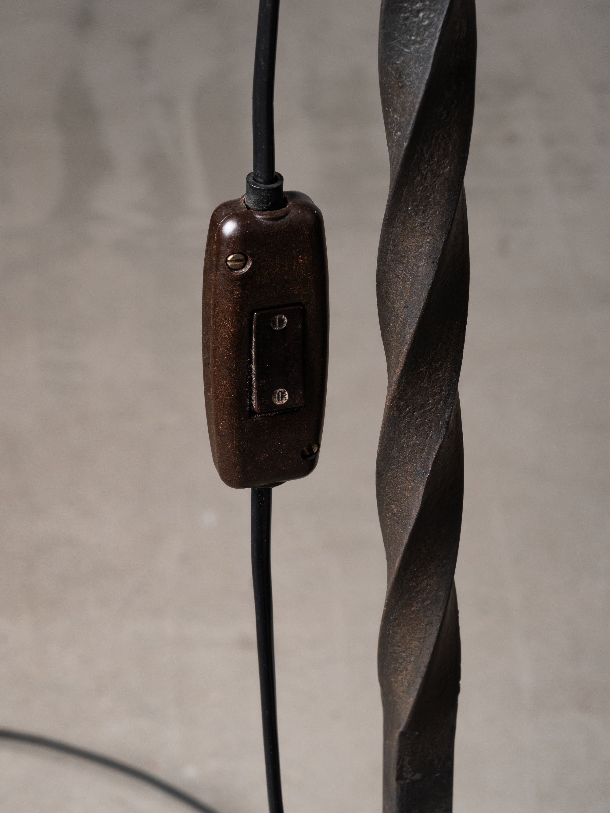 Wrought Iron and Wood Slate Floor Lamp by Hakkarainen, Finland, 1930s