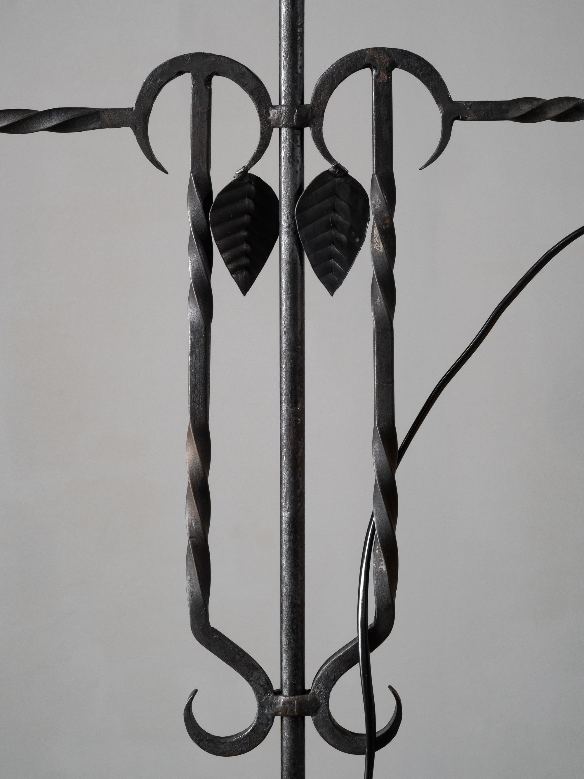 Wrought Iron and Wood Slate Floor Lamp by Hakkarainen, Finland, 1930s