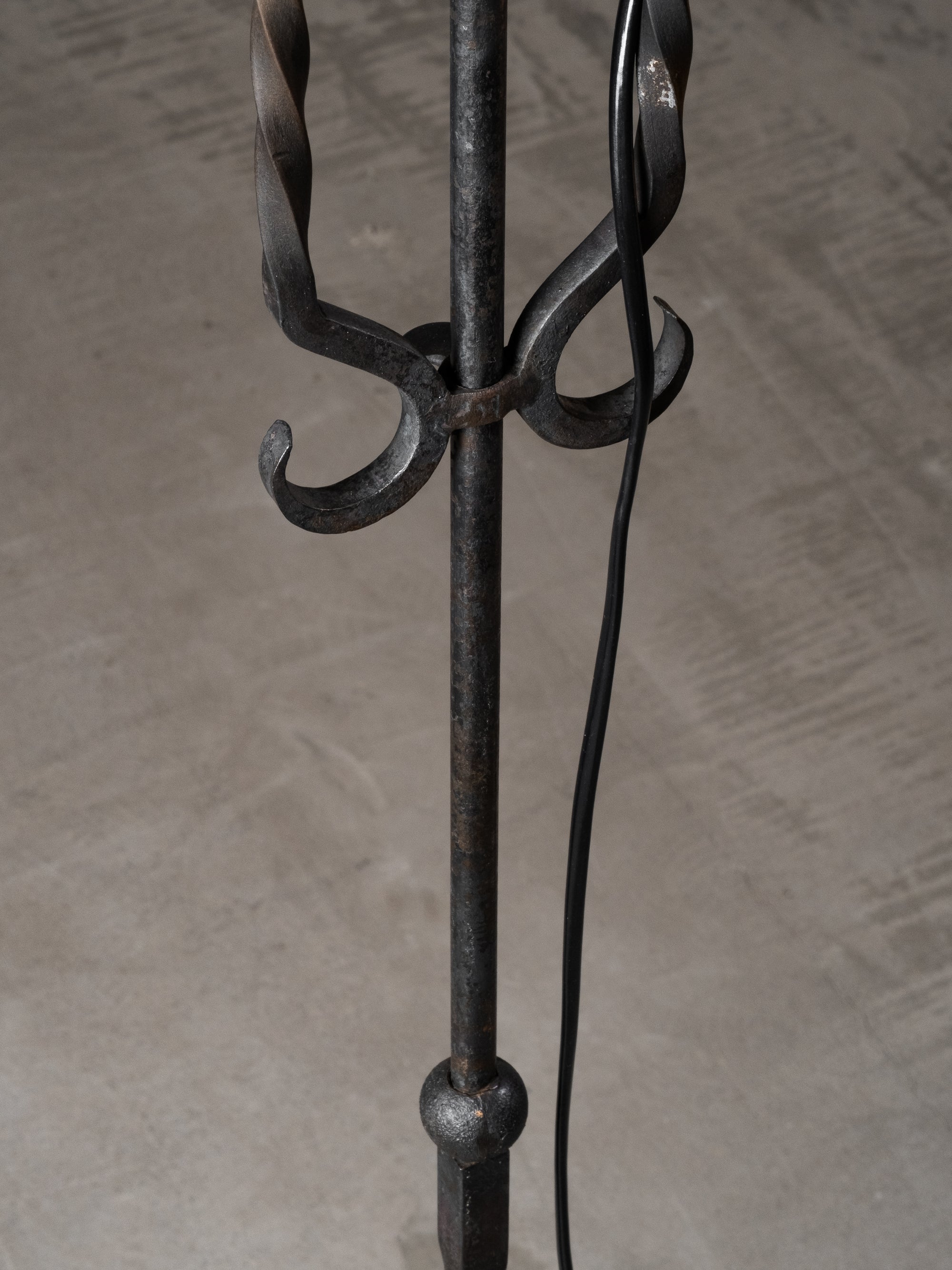 Wrought Iron and Wood Slate Floor Lamp by Hakkarainen, Finland, 1930s