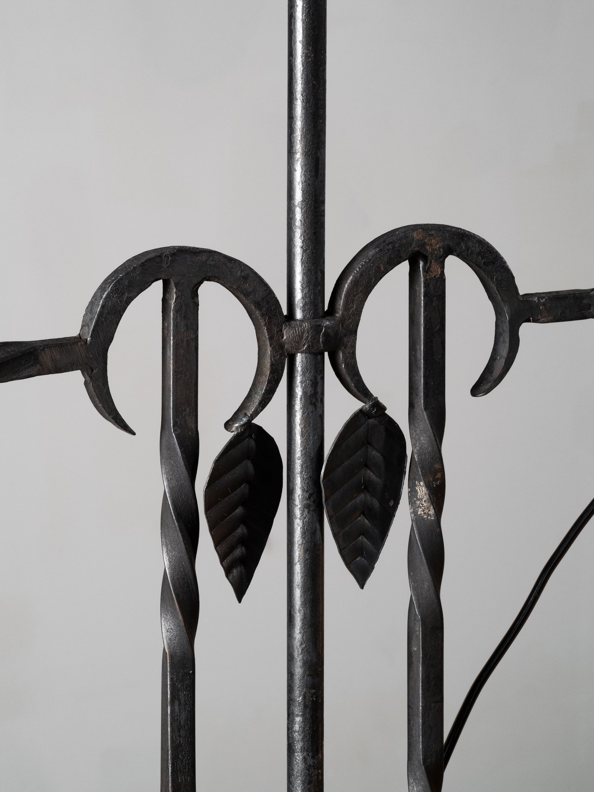 Wrought Iron and Wood Slate Floor Lamp by Hakkarainen, Finland, 1930s