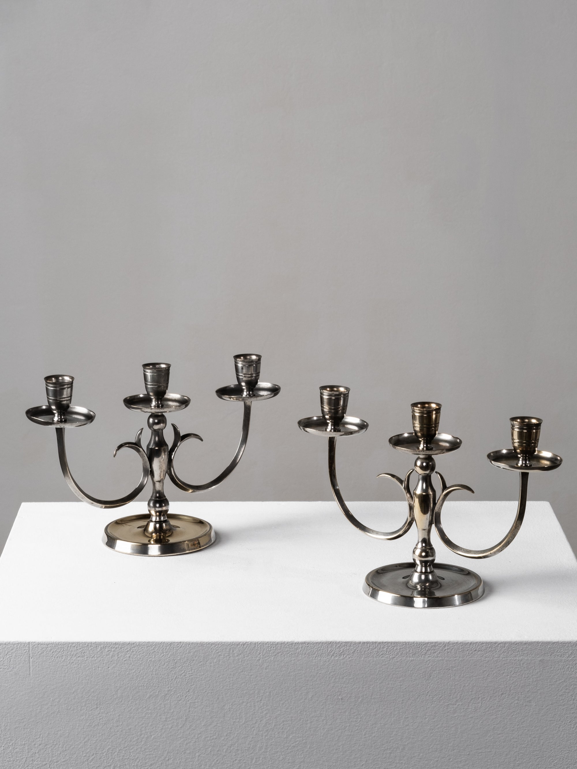 Pair of Candelabras Model 8013 by Paavo Tynell for Taito Oy, Finland, 1930s