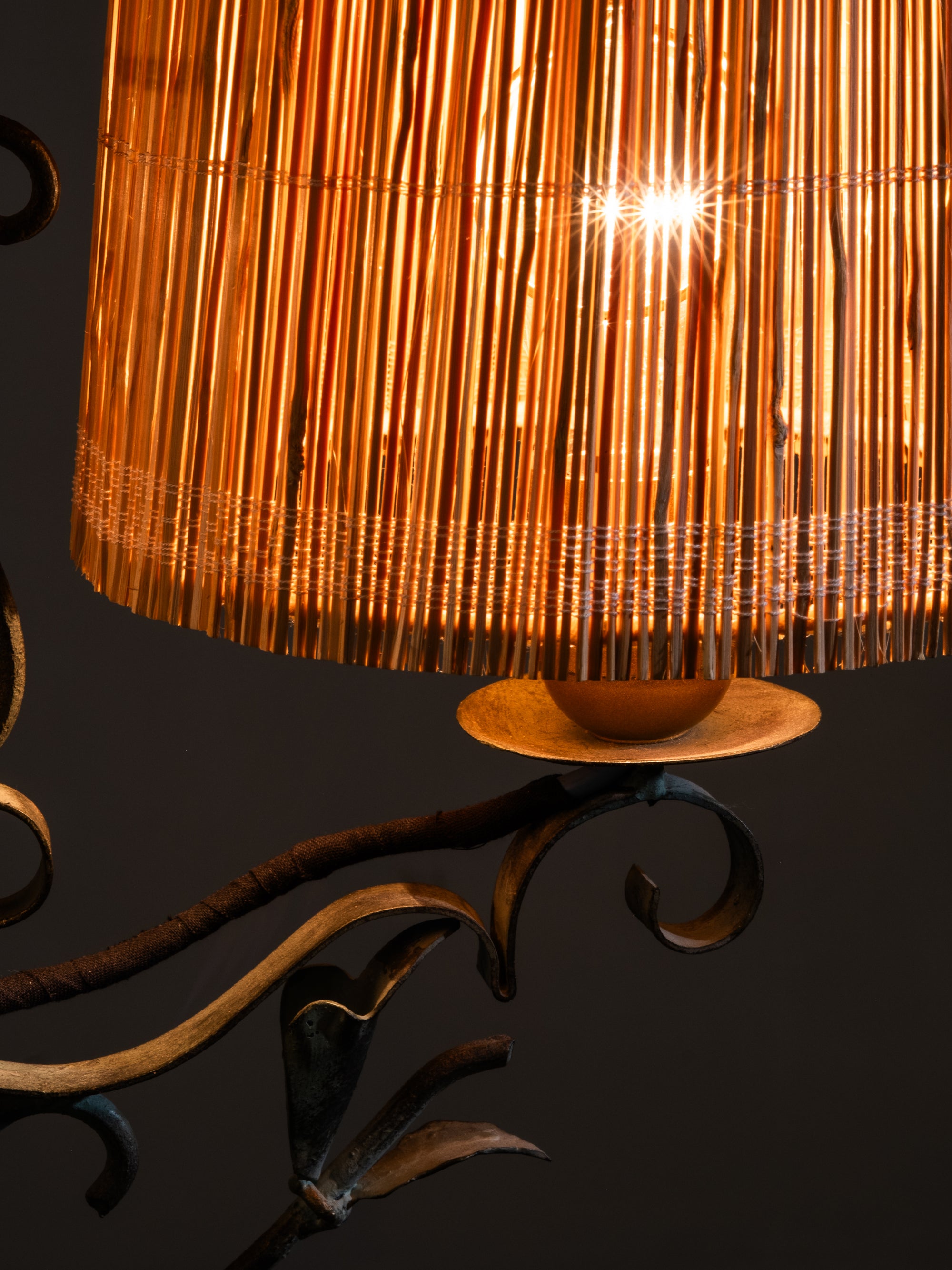 Wrought Iron and Wood-Slate Floor Lamp by Hakkarainen, Finland, 1930s