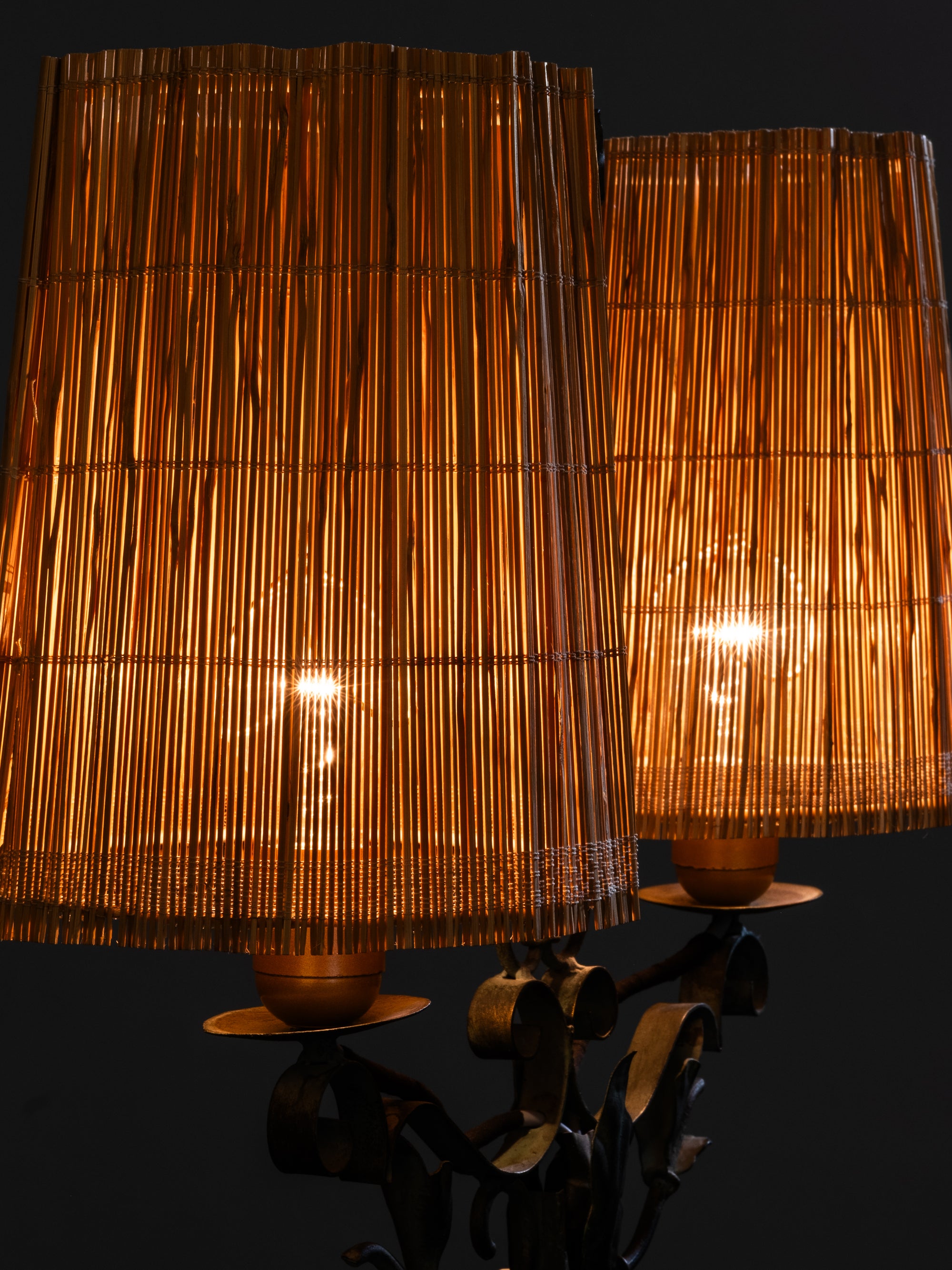 Wrought Iron and Wood-Slate Floor Lamp by Hakkarainen, Finland, 1930s