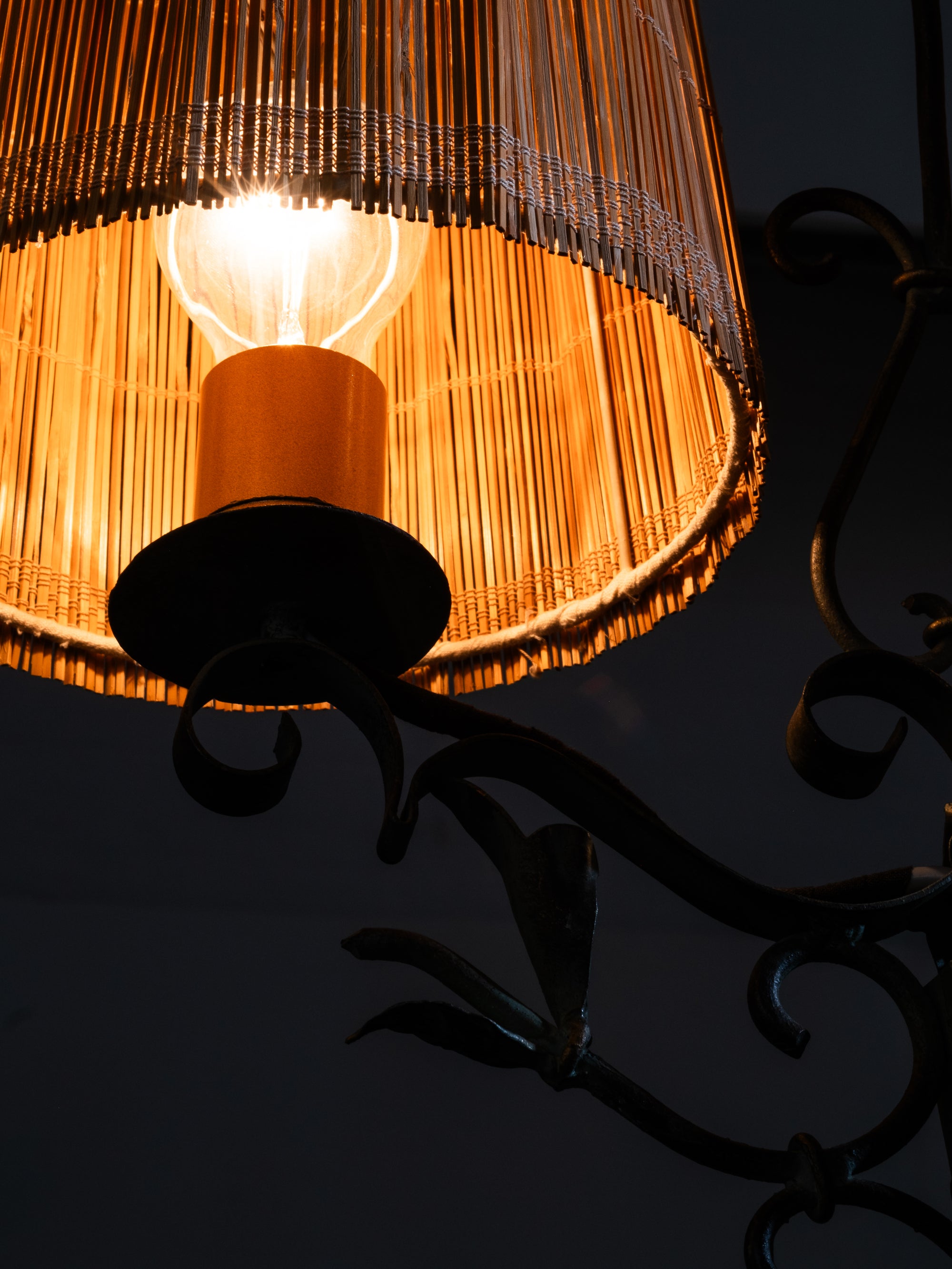 Wrought Iron and Wood-Slate Floor Lamp by Hakkarainen, Finland, 1930s