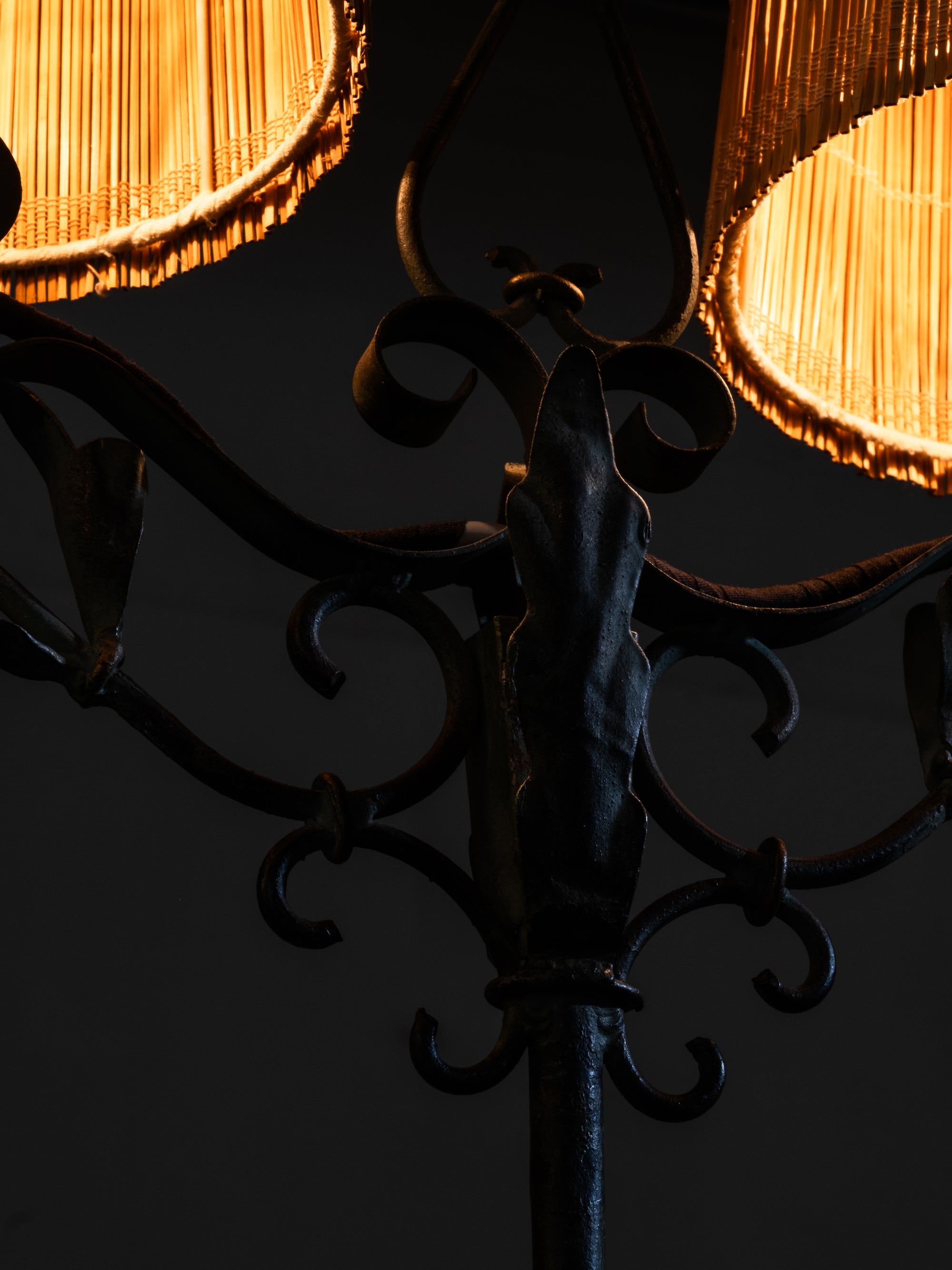 Wrought Iron and Wood-Slate Floor Lamp by Hakkarainen, Finland, 1930s