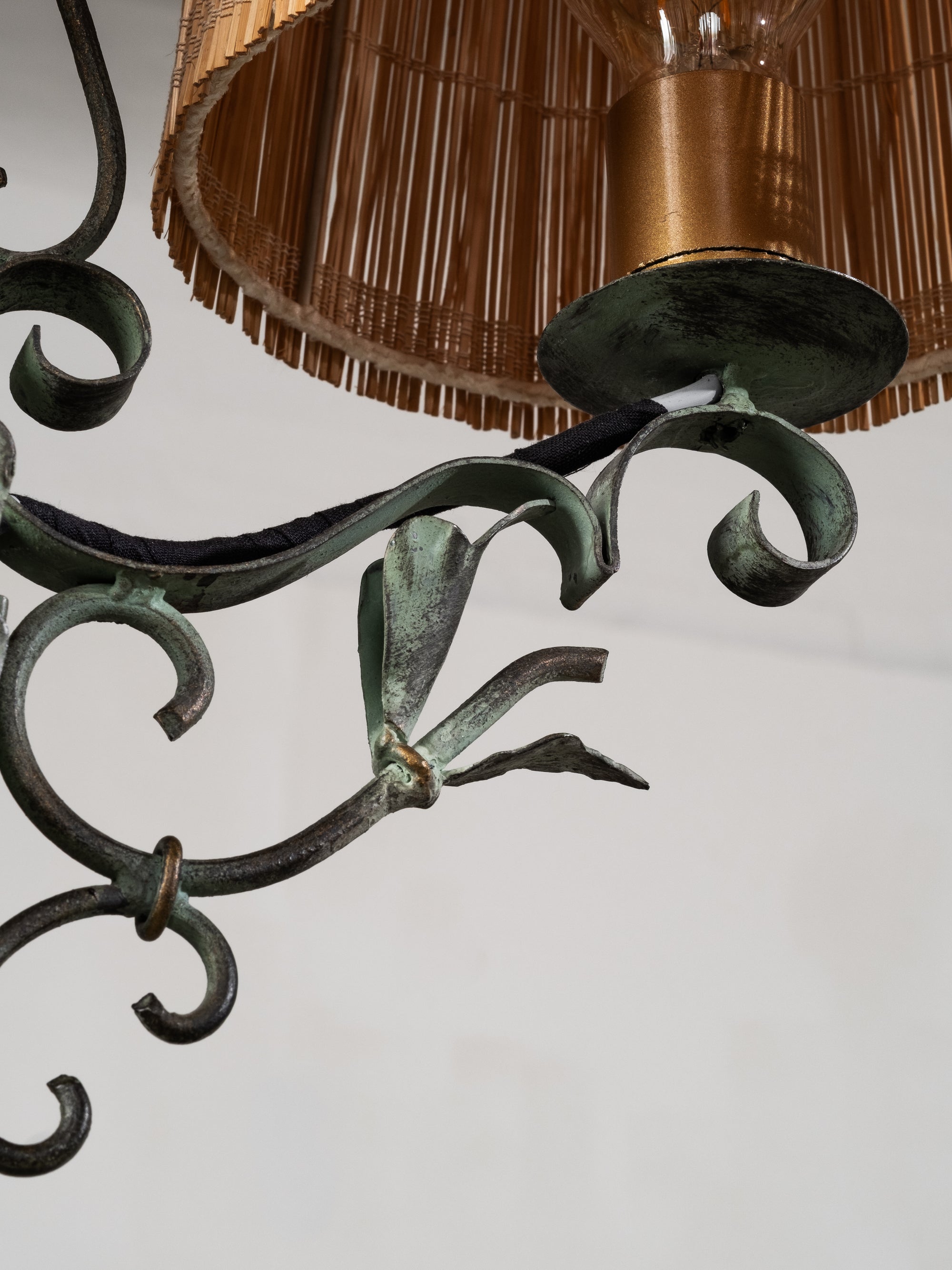 Wrought Iron and Wood-Slate Floor Lamp by Hakkarainen, Finland, 1930s