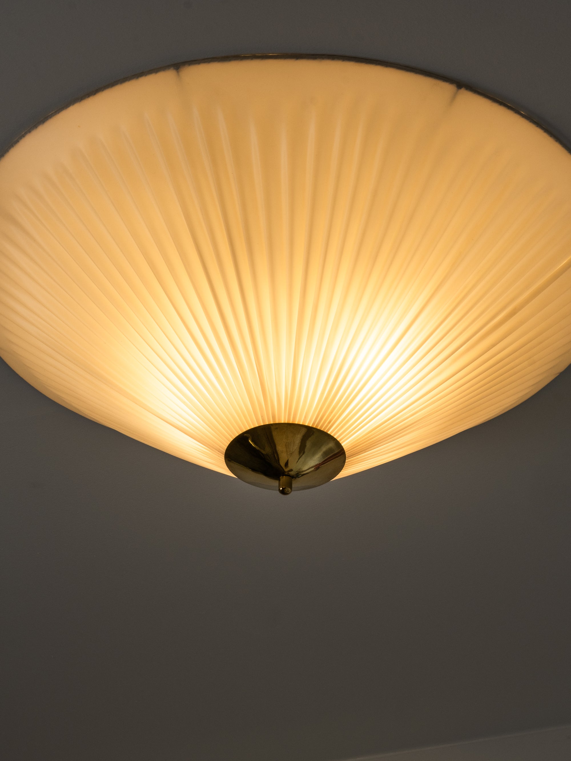 Brass and Synthetic Textile Flush Mount by Valinte, Finland, 1950s