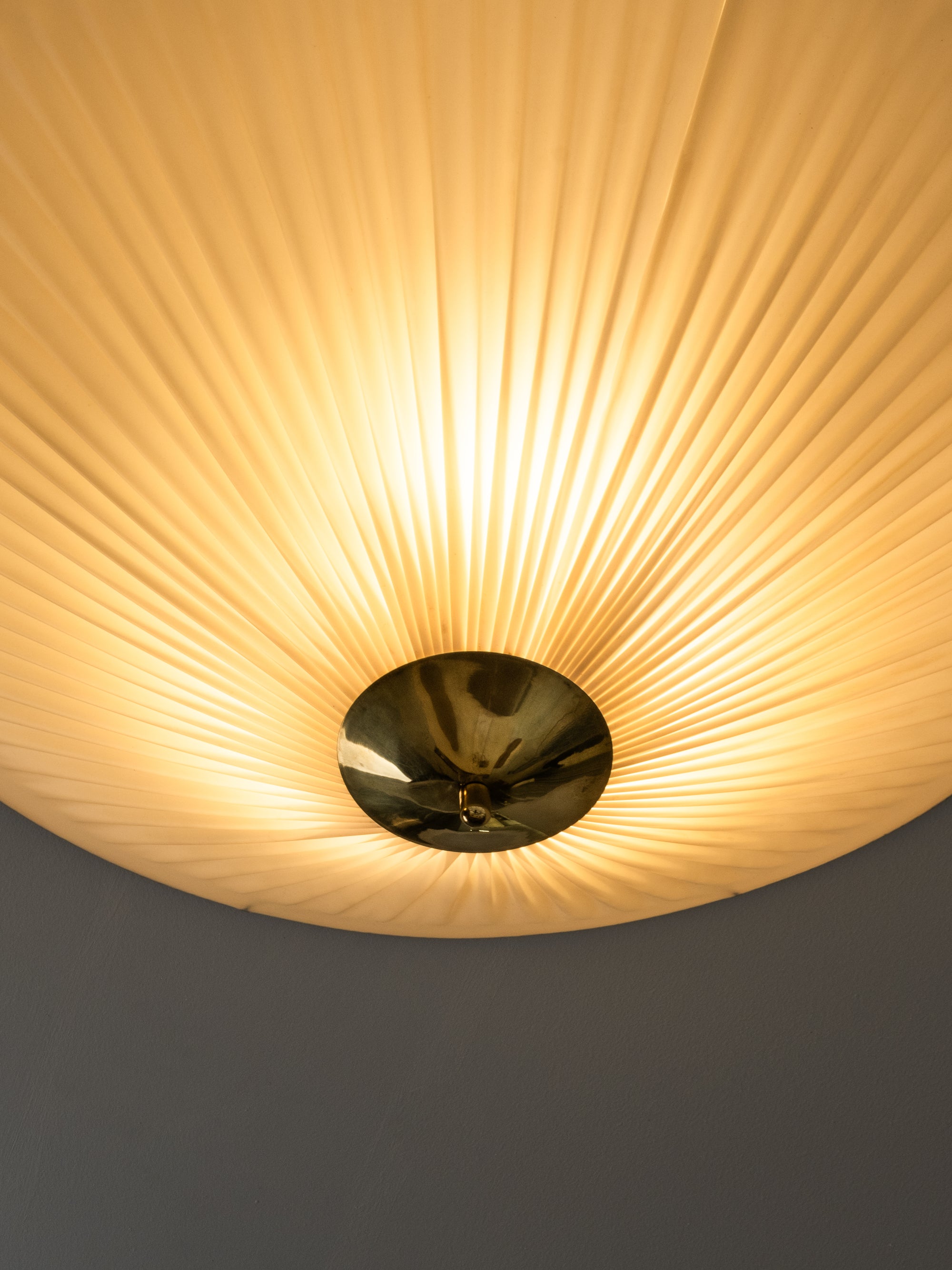 Brass and Synthetic Textile Flush Mount by Valinte, Finland, 1950s