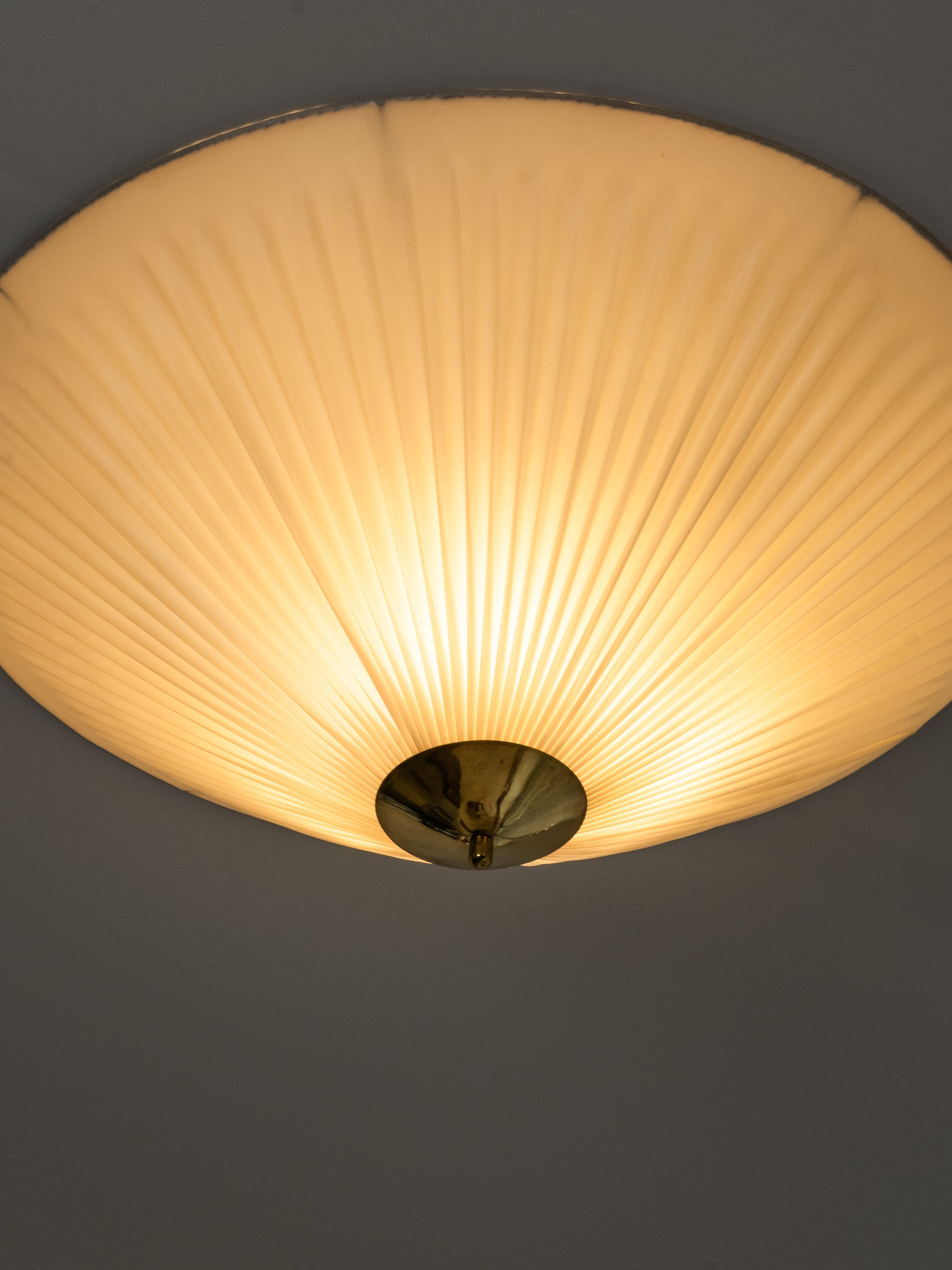 Brass and Synthetic Textile Flush Mount by Valinte, Finland, 1950s