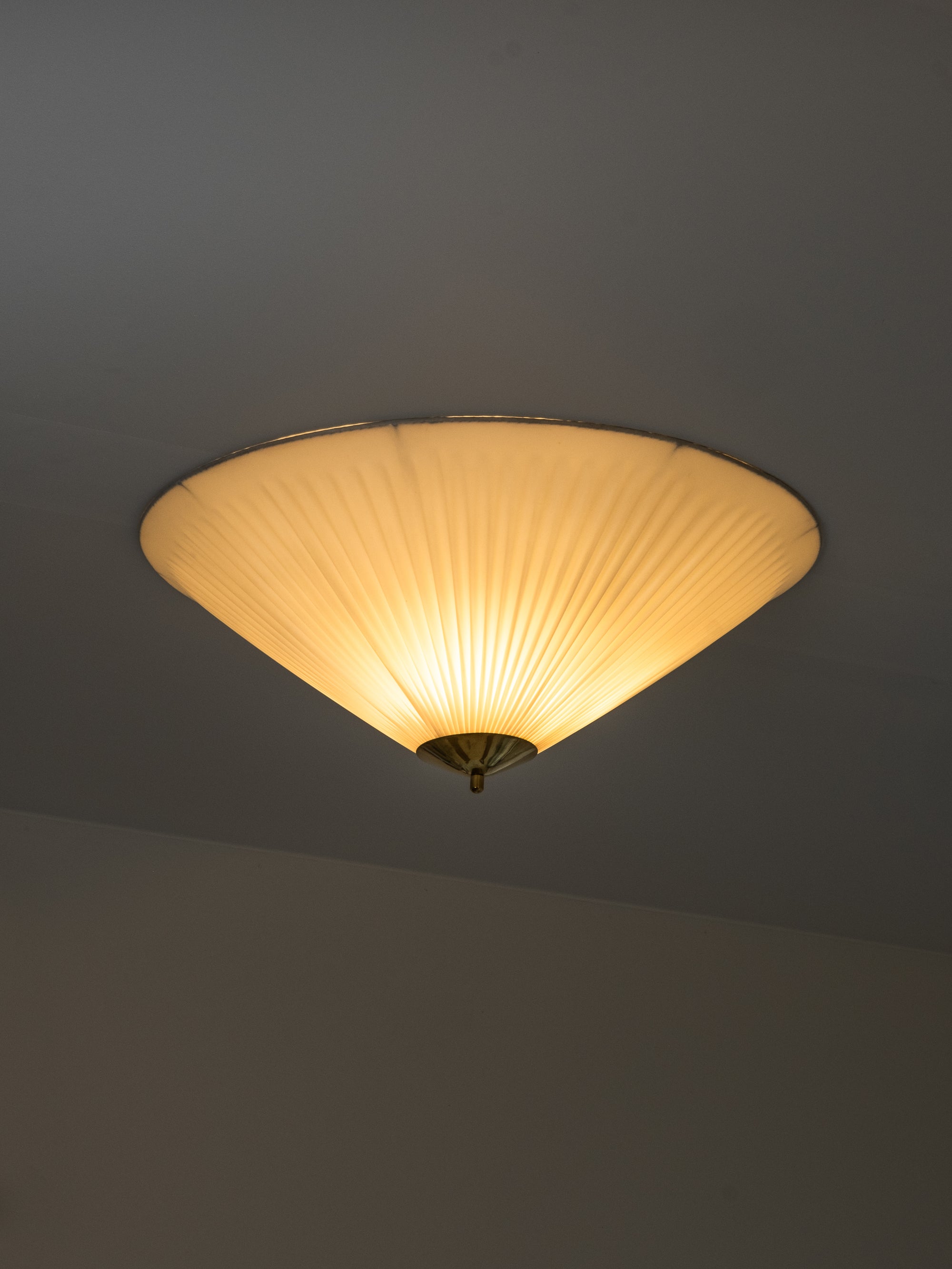 Brass and Synthetic Textile Flush Mount by Valinte, Finland, 1950s