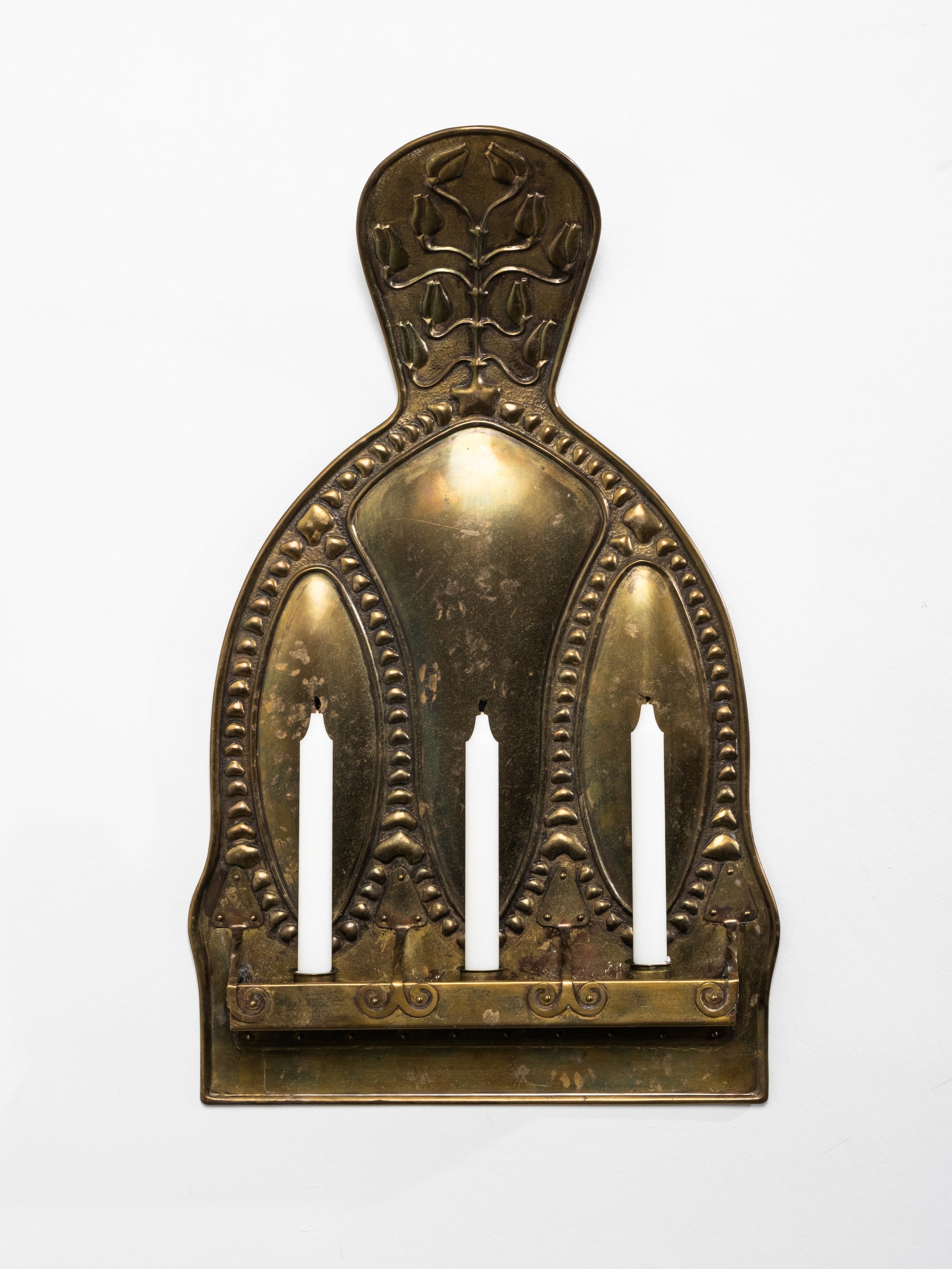 Finnish Art Nouveau Brass Candle Wall Sconce, Early 20th Century