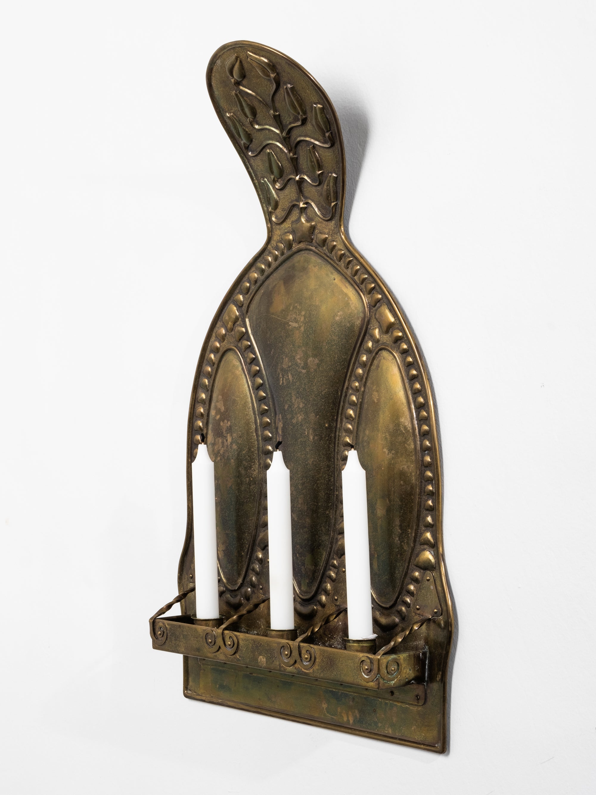 Finnish Art Nouveau Brass Candle Wall Sconce, Early 20th Century