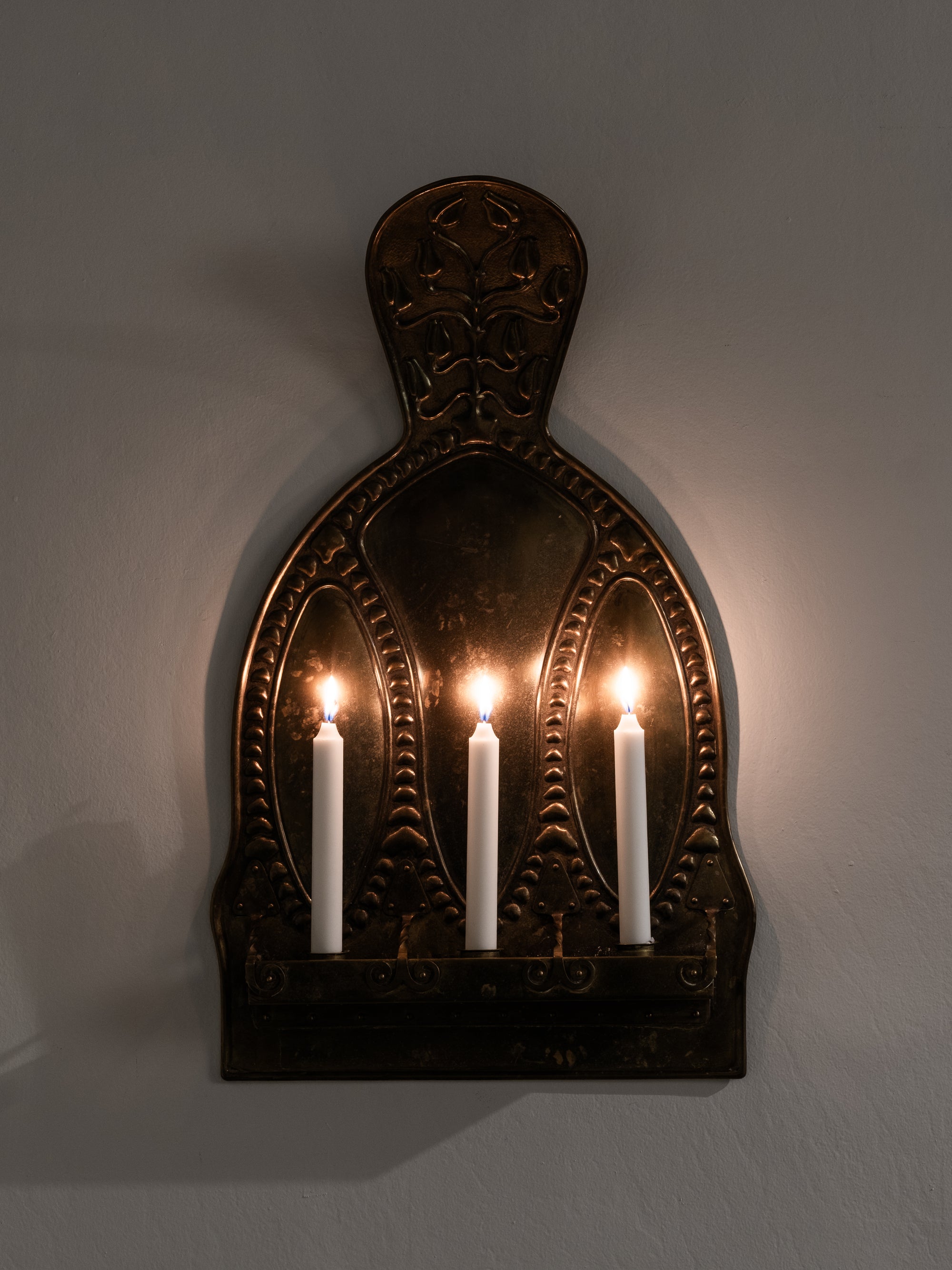 Finnish Art Nouveau Brass Candle Wall Sconce, Early 20th Century