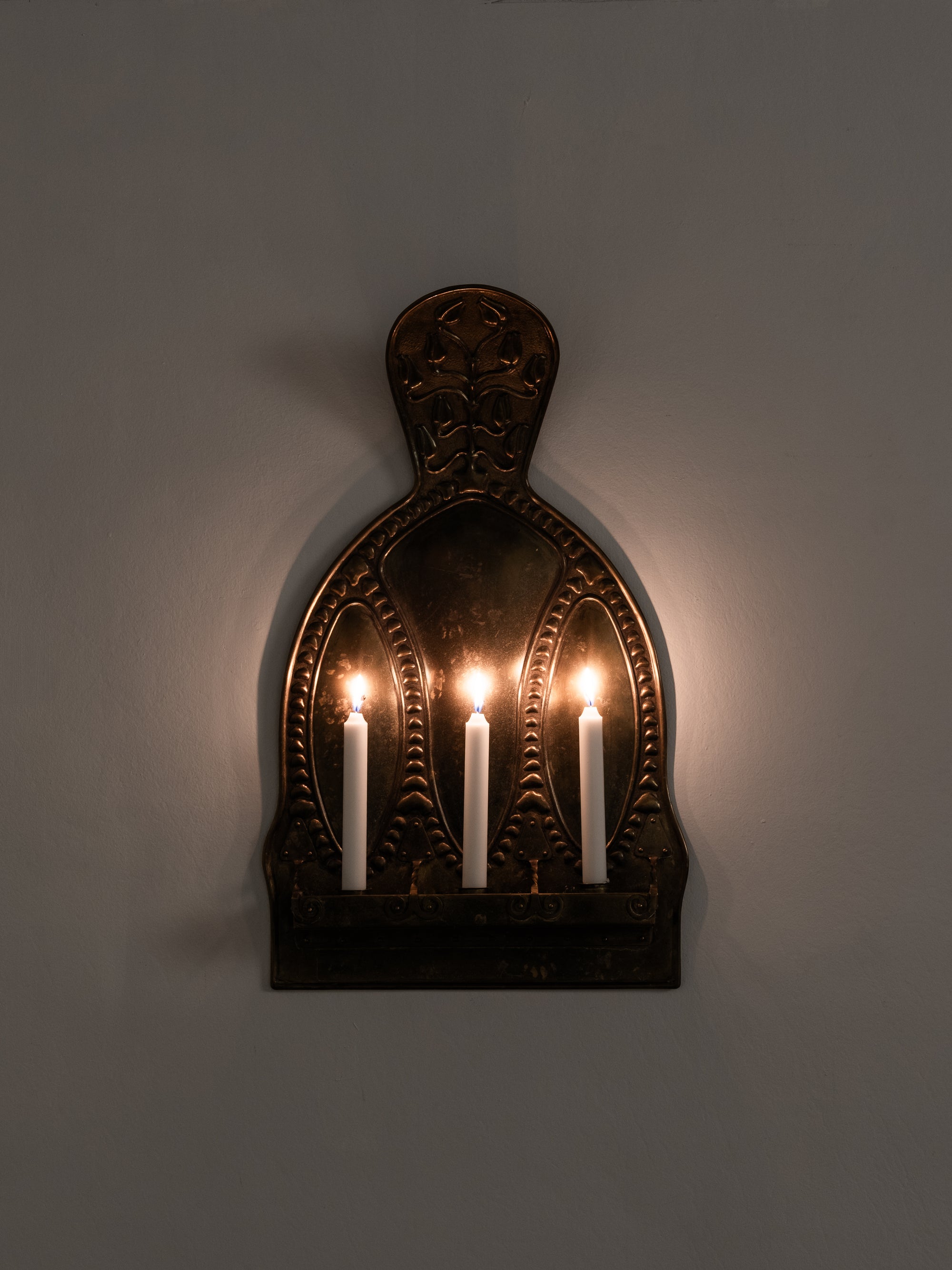 Finnish Art Nouveau Brass Candle Wall Sconce, Early 20th Century