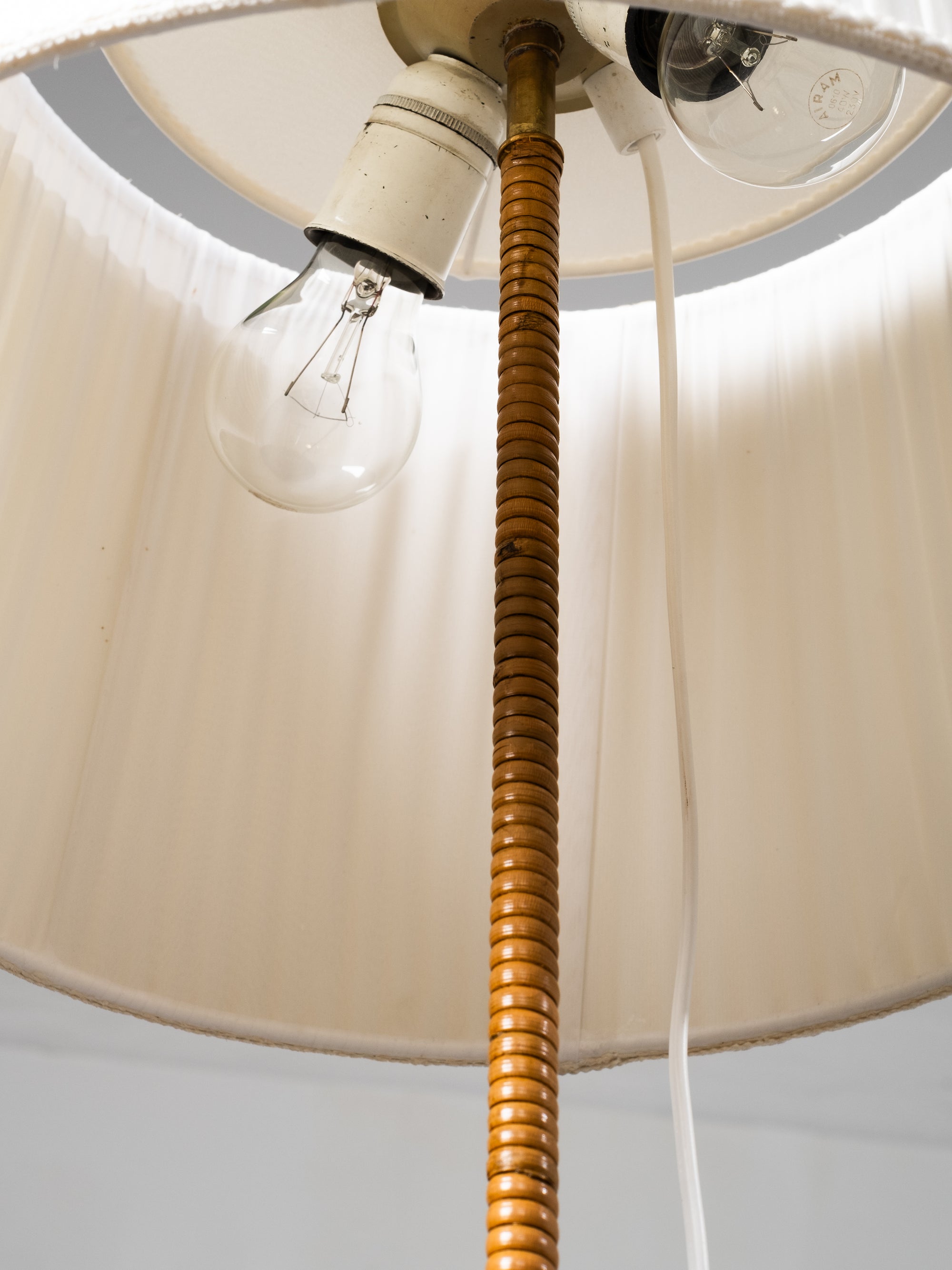 Finnish Mid-Century Modern Floor Lamp in Brass and Wrapped Birch