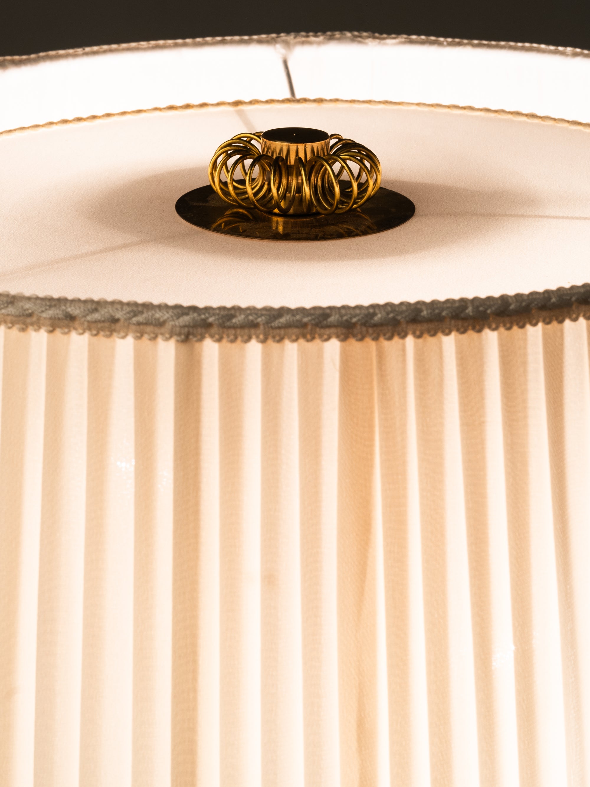 Finnish Mid-Century Modern Floor Lamp in Brass and Wrapped Birch