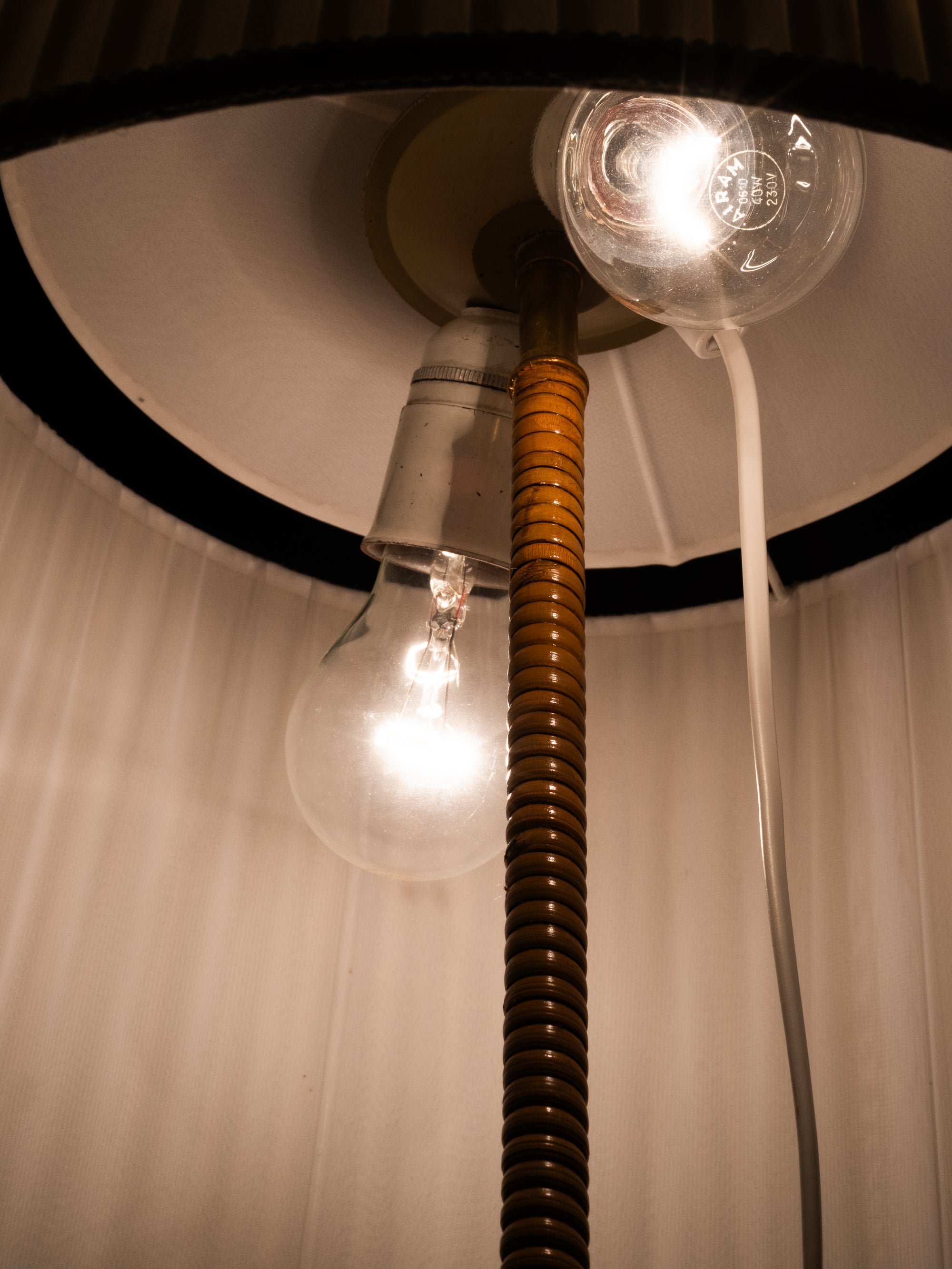 Finnish Mid-Century Modern Floor Lamp in Brass and Wrapped Birch