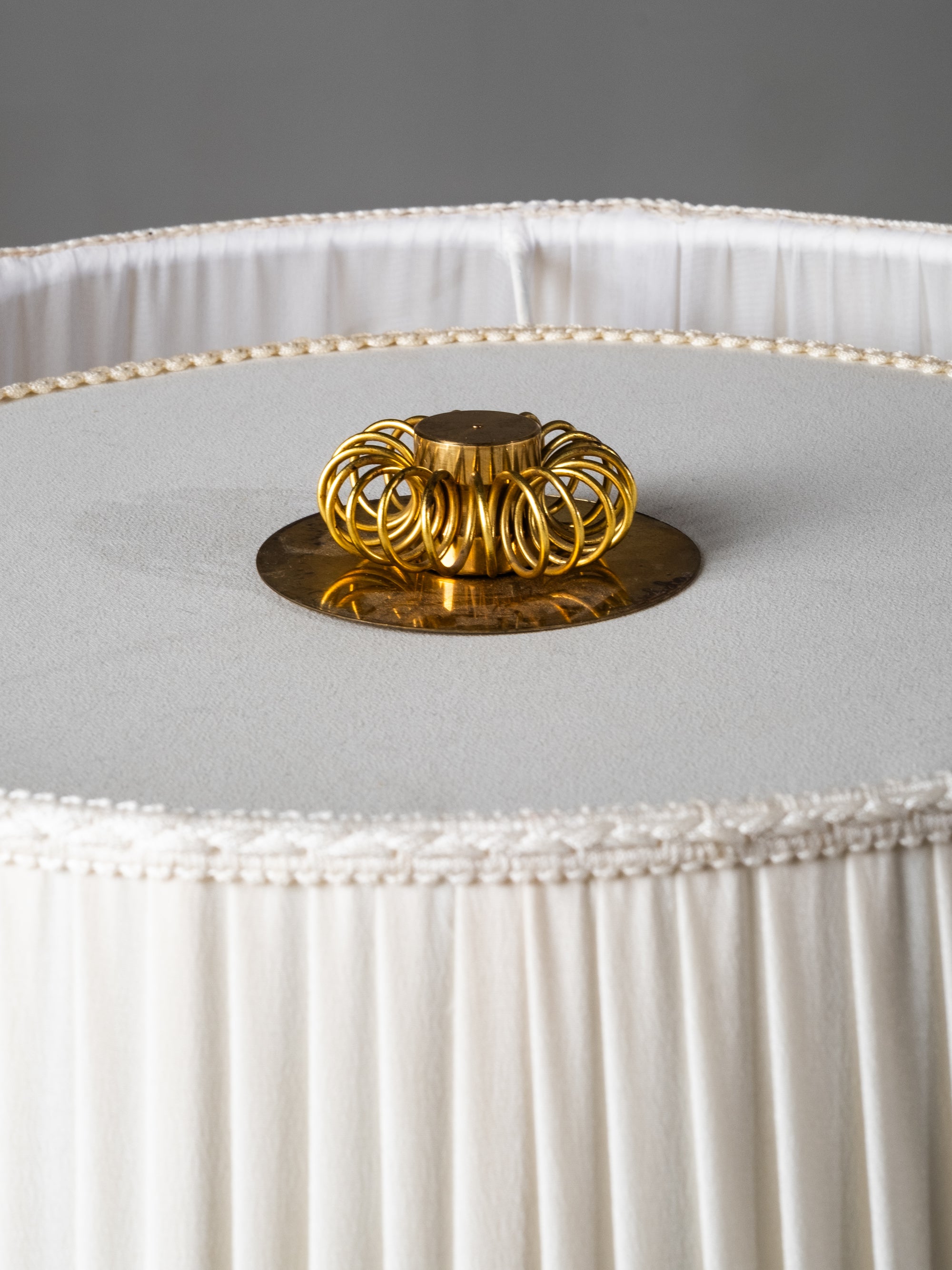 Finnish Mid-Century Modern Floor Lamp in Brass and Wrapped Birch