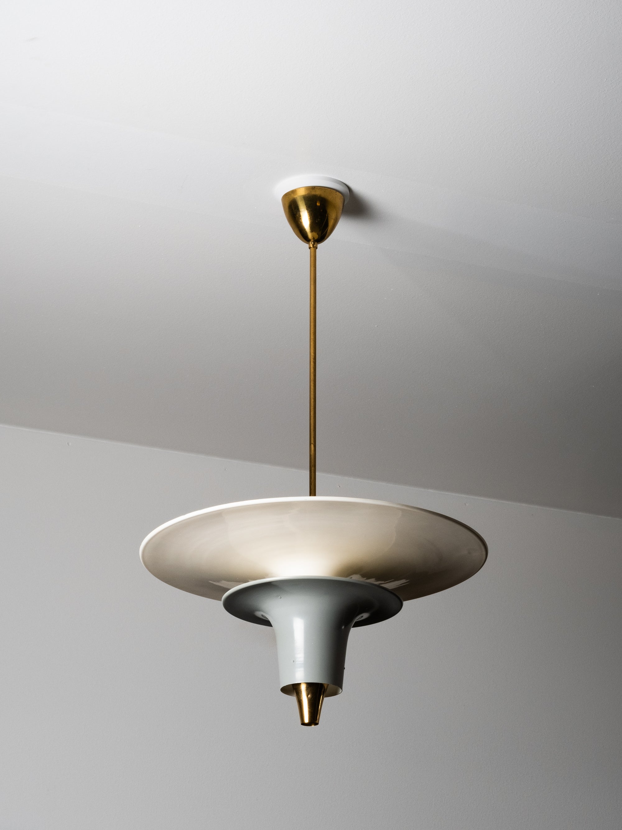 Rare Brass &amp; Aluminum Ceiling Light Model AA114 by Itsu, Finland, 1950s
