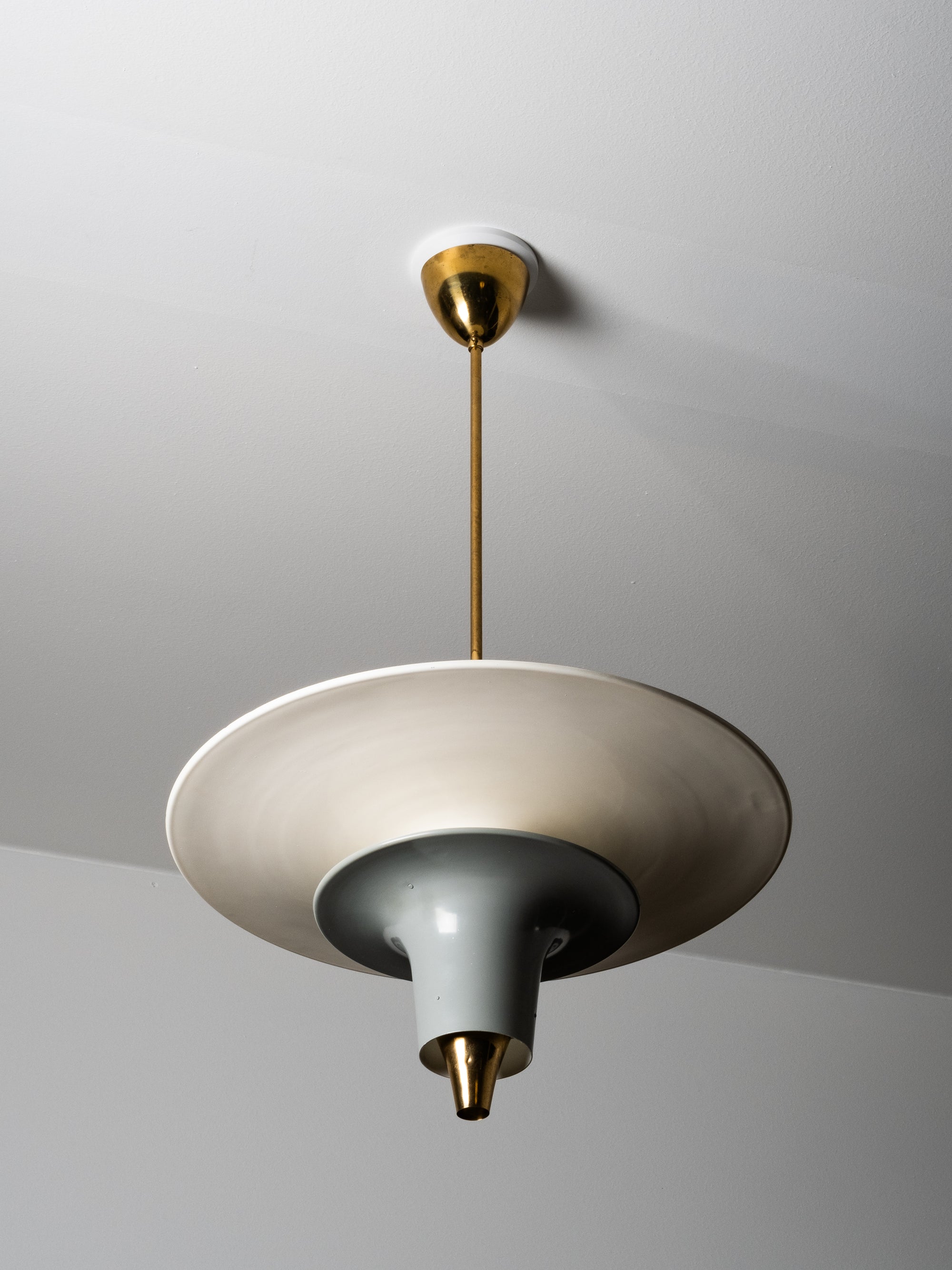 Rare Brass &amp; Aluminum Ceiling Light Model AA114 by Itsu, Finland, 1950s