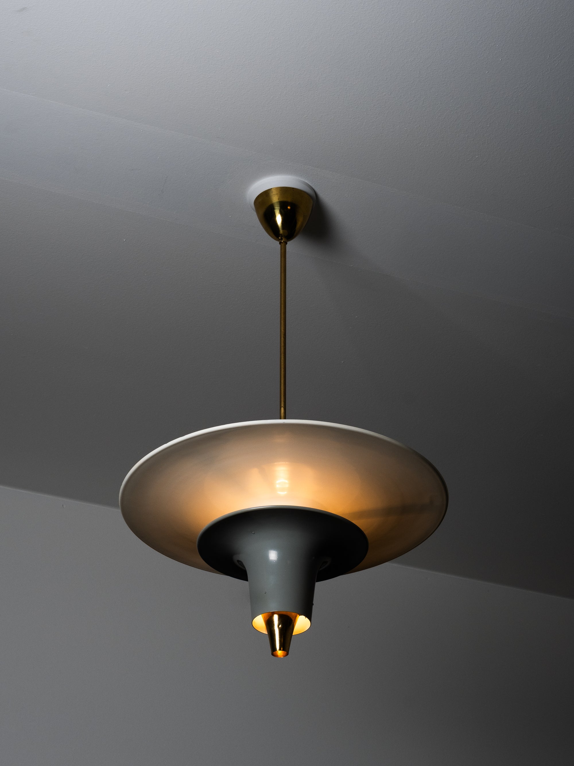 Rare Brass &amp; Aluminum Ceiling Light Model AA114 by Itsu, Finland, 1950s