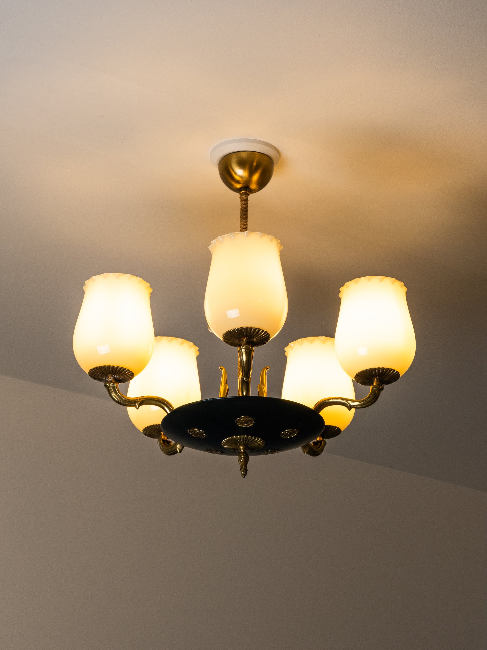 Chandelier Model 1374/5 by Paavo Tynell for Taito Oy, Finland, 1930s