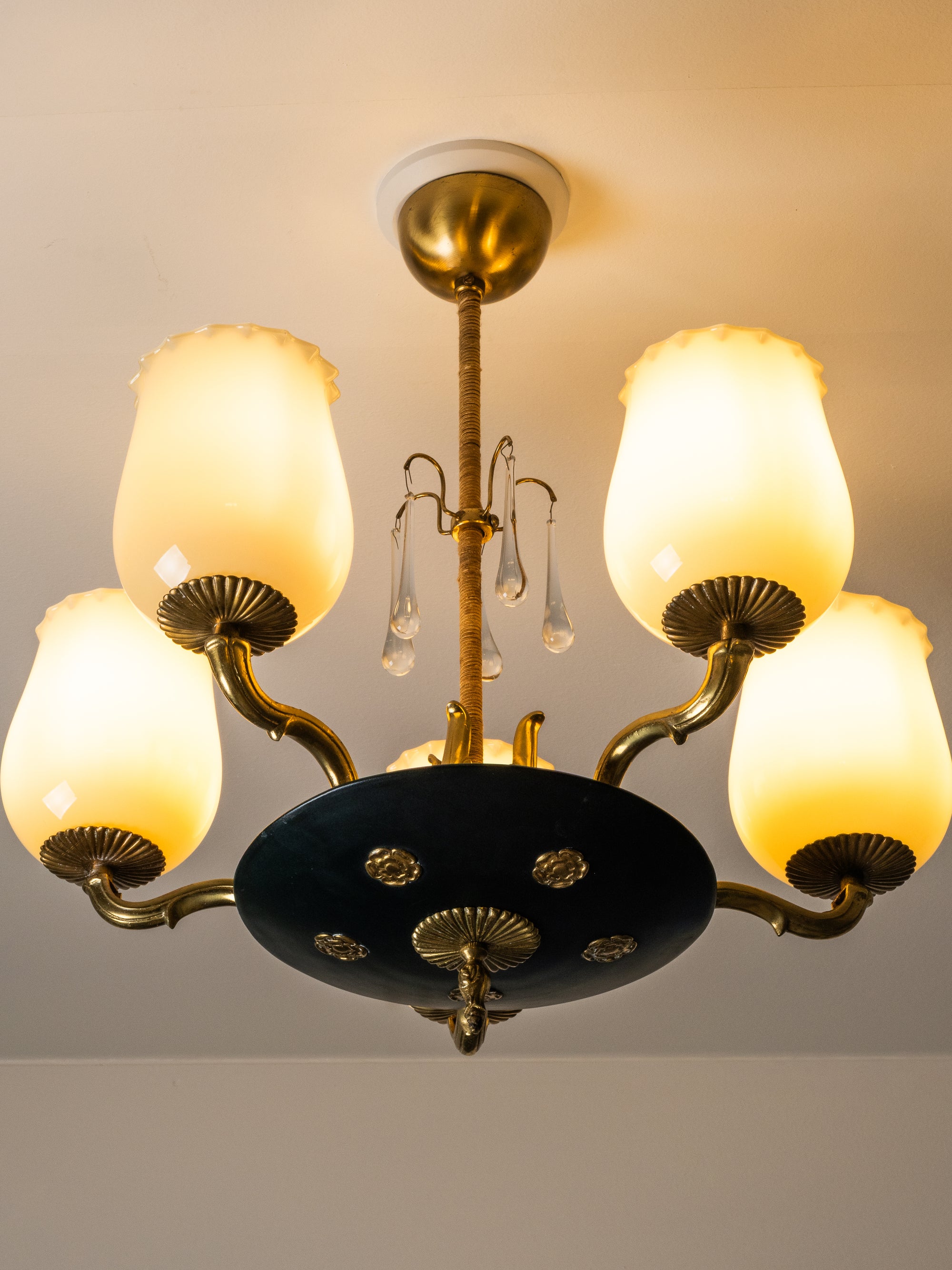 Chandelier Model 1374/5 by Paavo Tynell for Taito Oy, Finland, 1930s