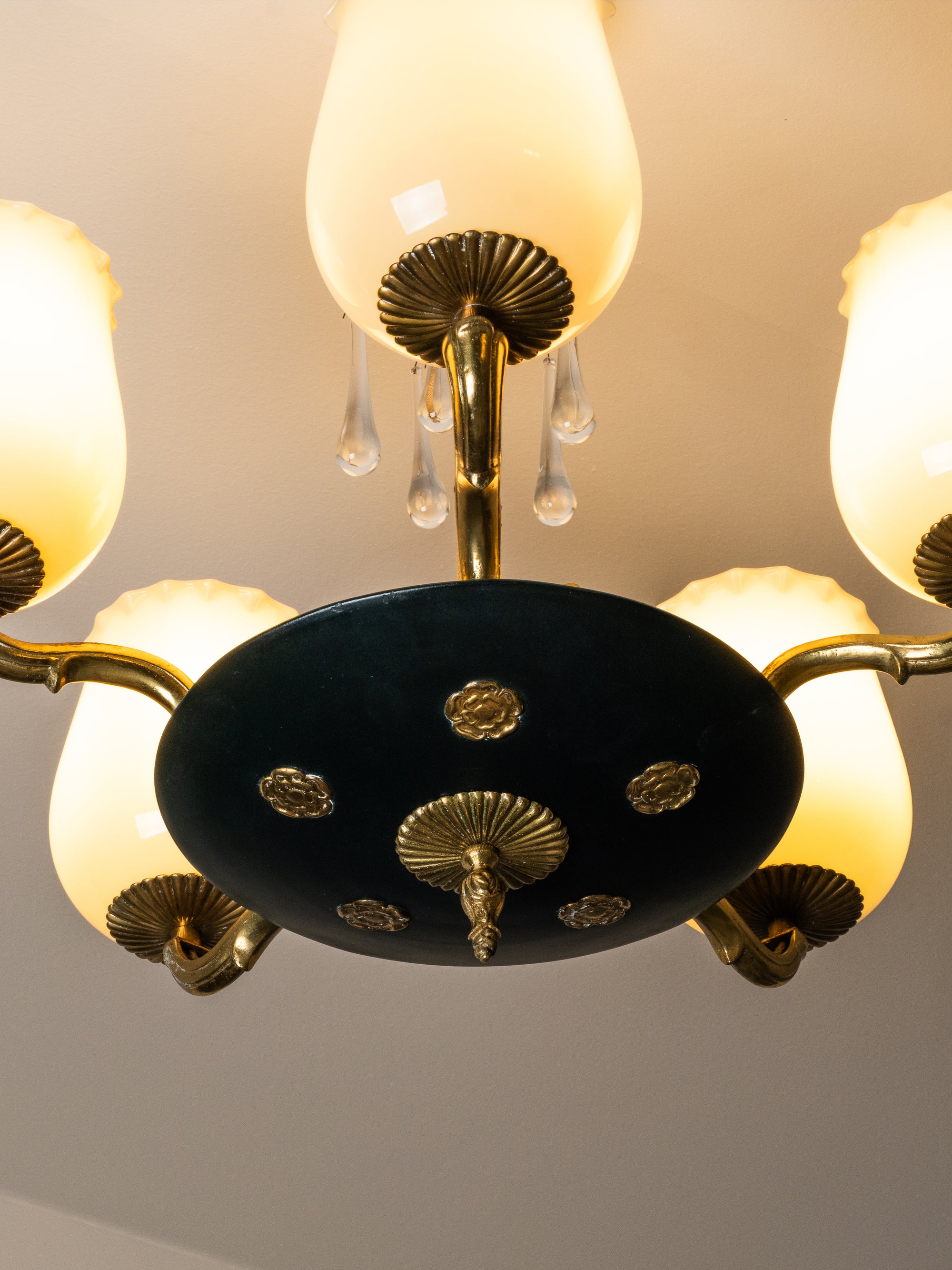 Chandelier Model 1374/5 by Paavo Tynell for Taito Oy, Finland, 1930s