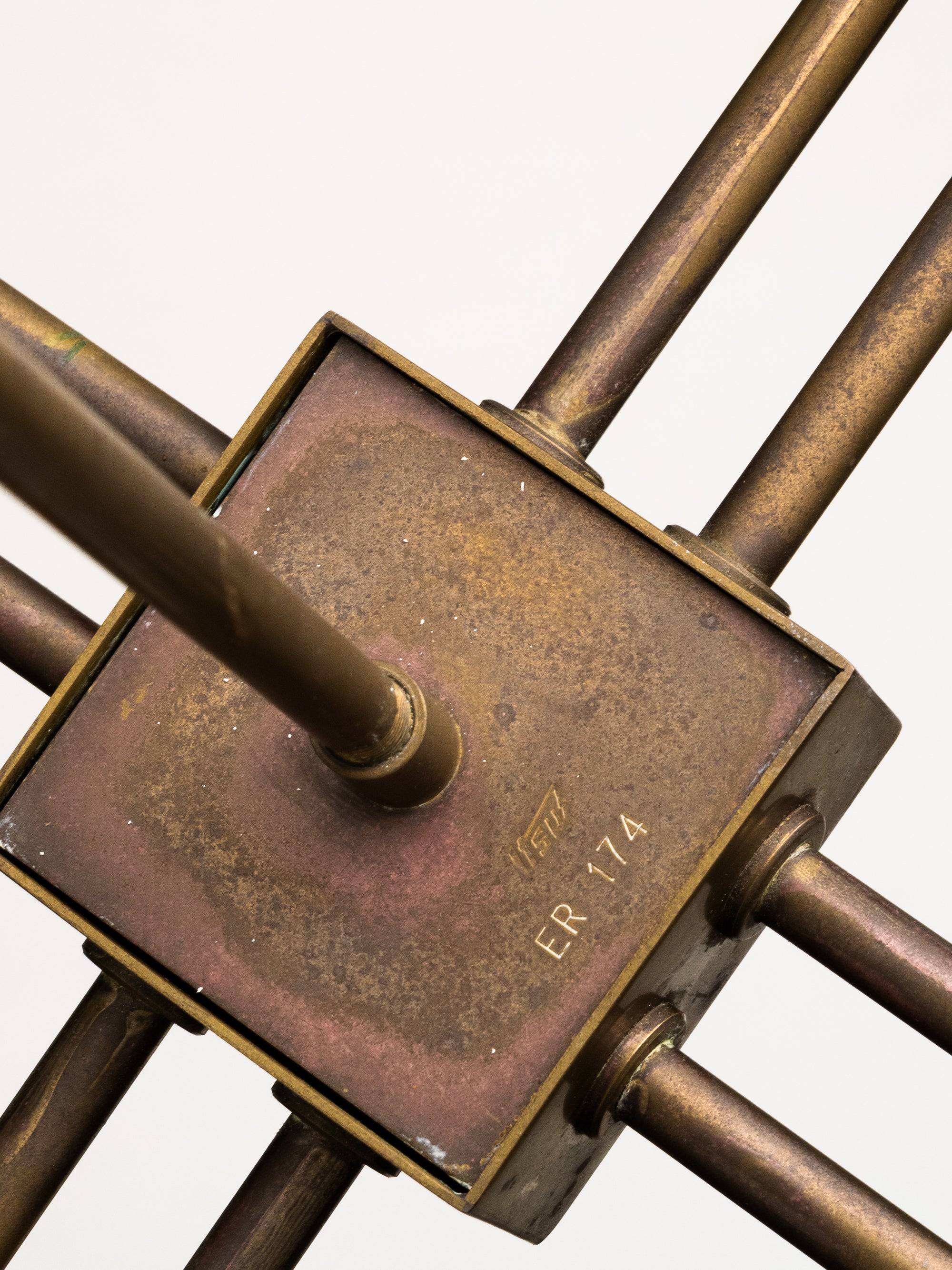 Brass &amp; Glass Chandelier Model ER 174 by Itsu, Finland, 1950s