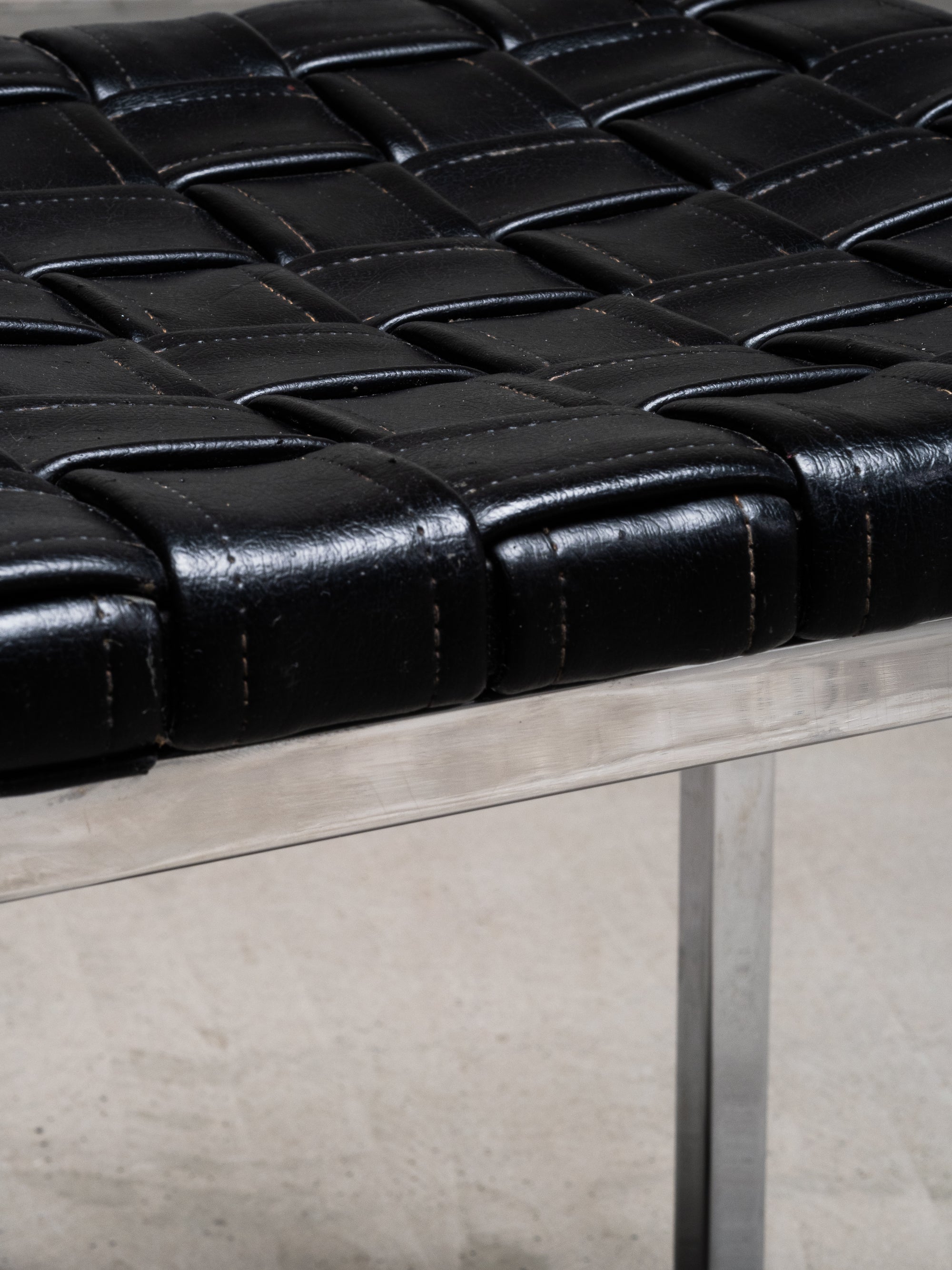 Leather &amp; Chrome Model 8500 Stool by Voitto Haapalainen, Asko, Finland, 1960s