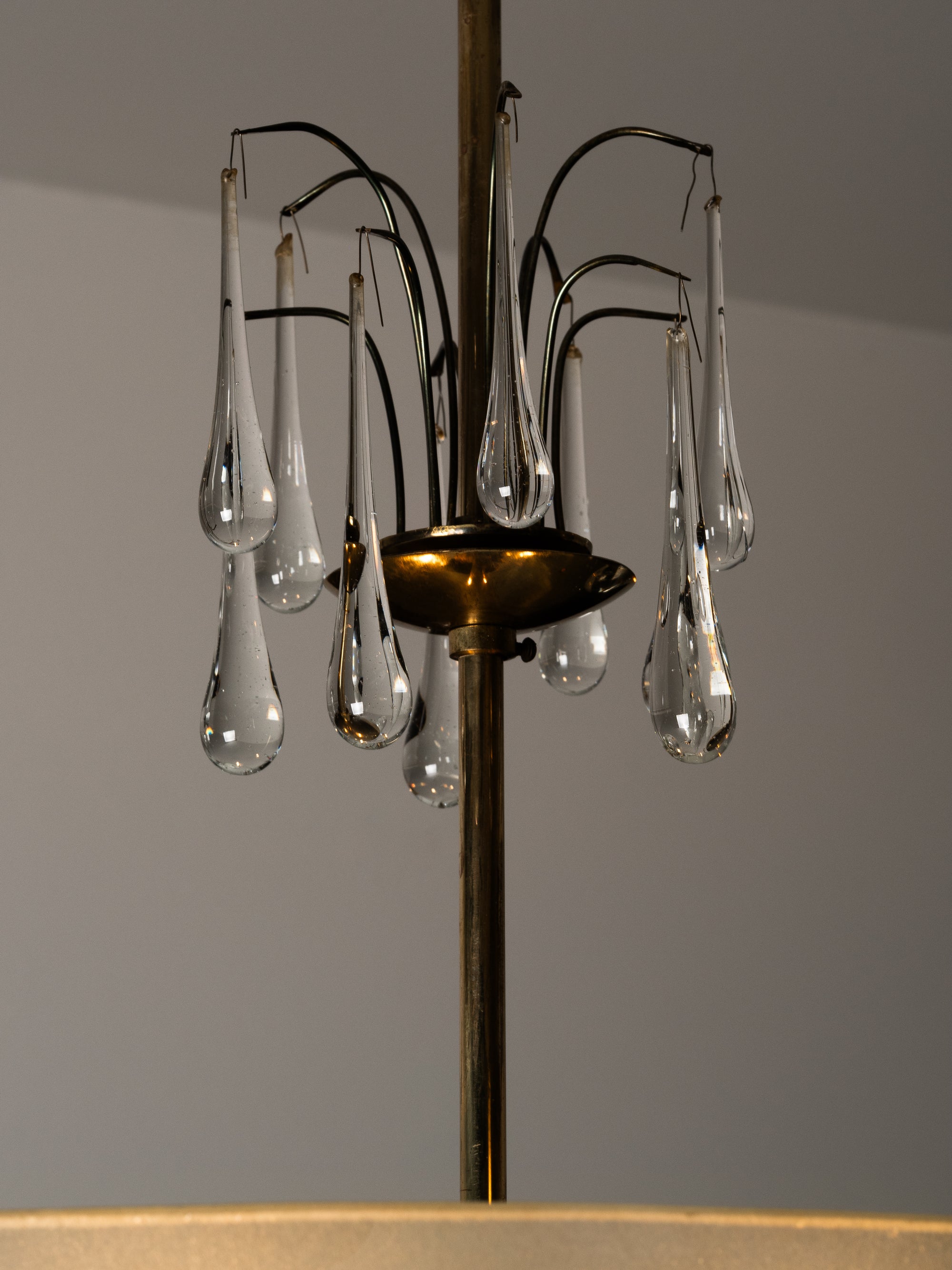 Mid-Century Brass and Glass Chandelier Model 2517 by Valinte, Finland