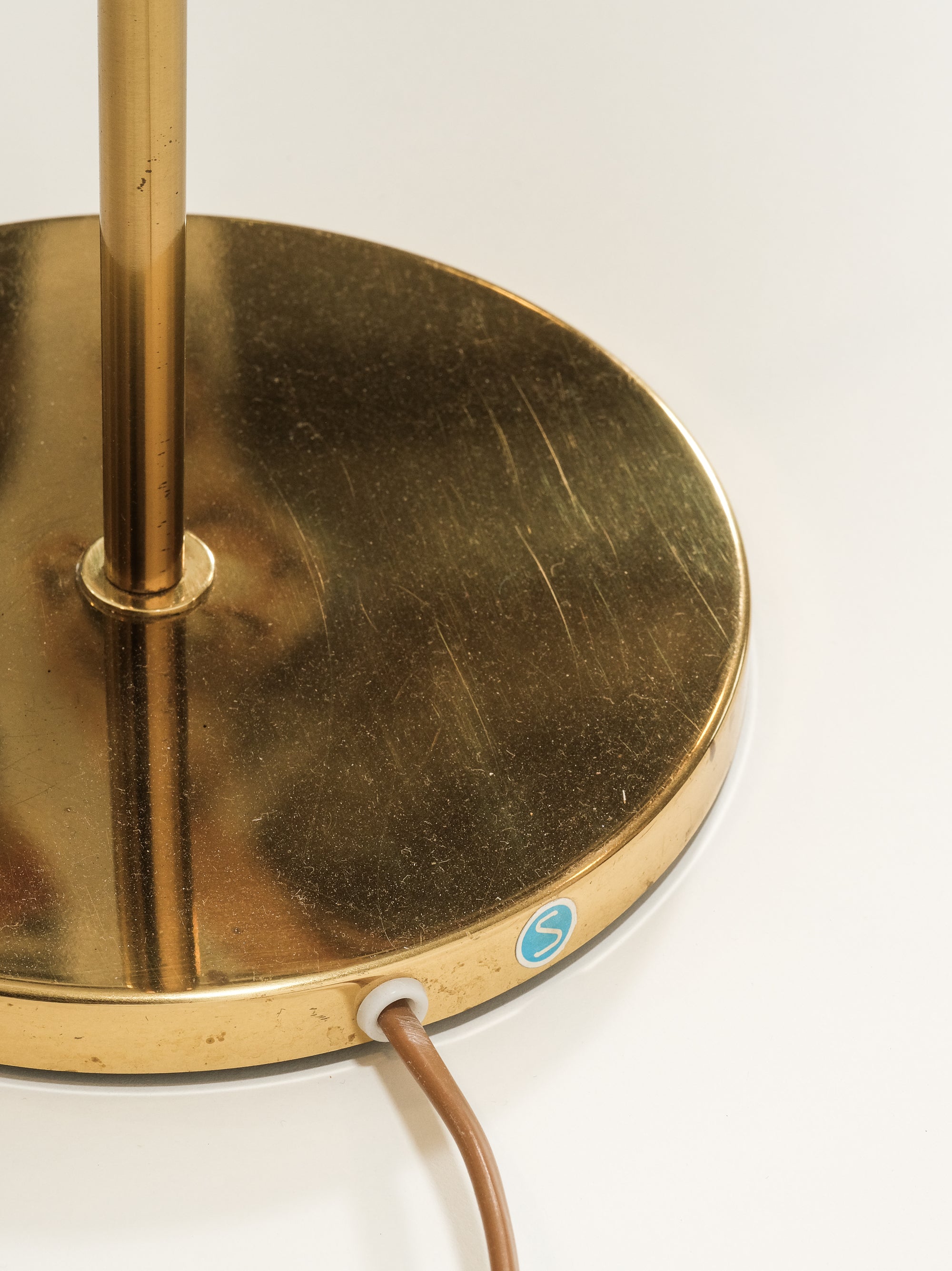 Brass Floor Lamp with Silk Shade
