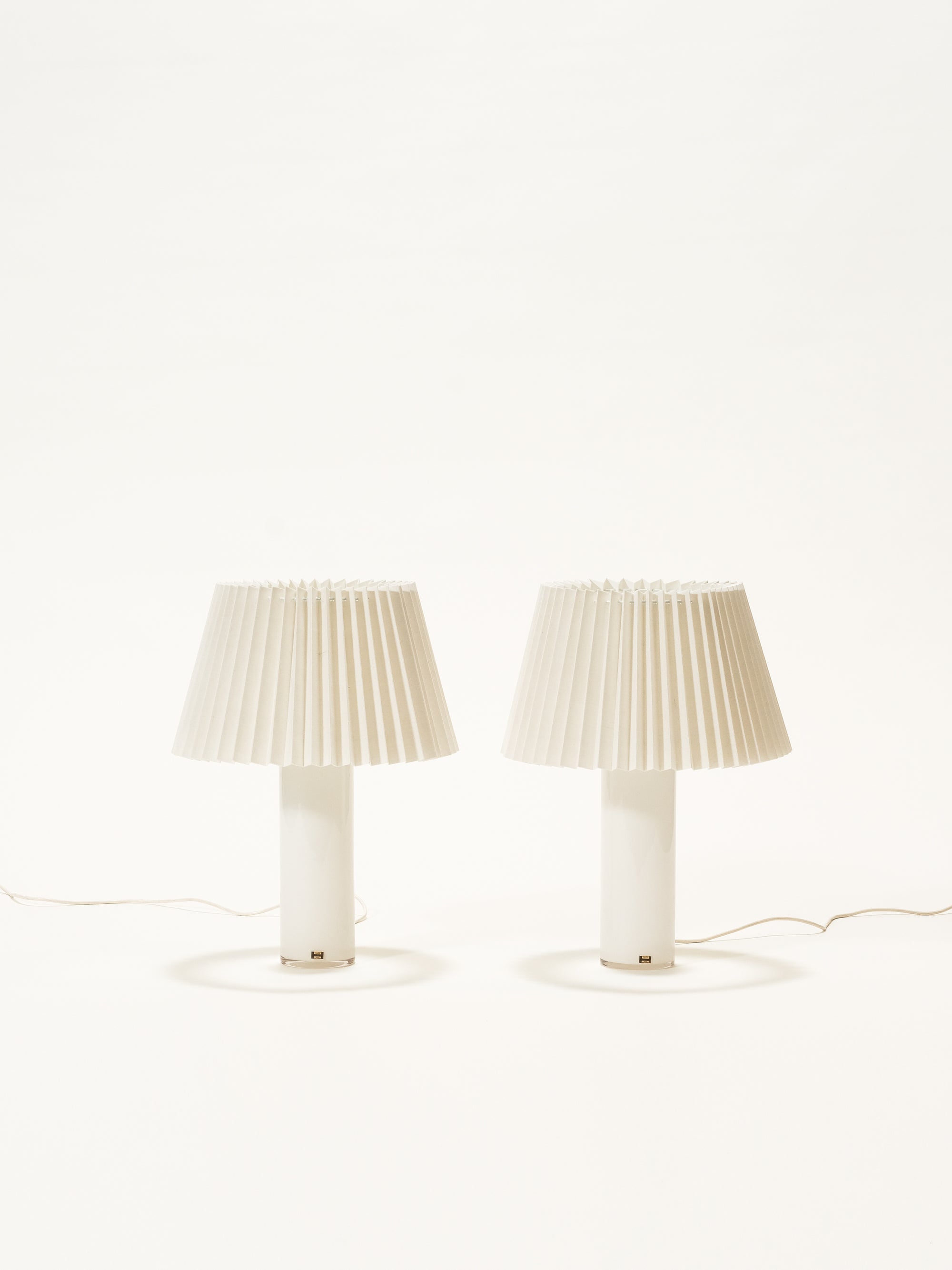 Pair of White Glass Table Lamps by Gert Nyström for Hyllinge, Sweden, 1960s