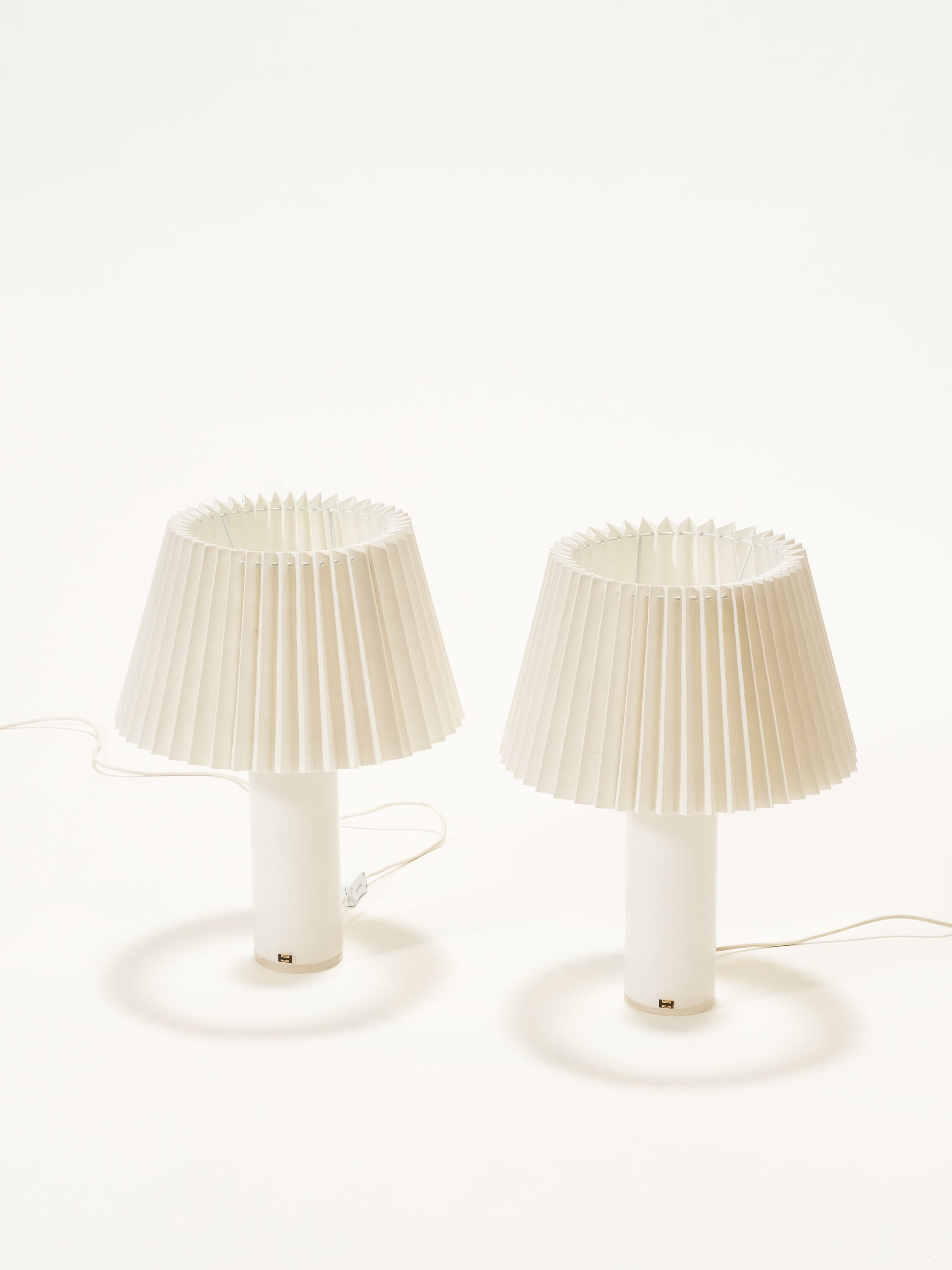 Pair of White Glass Table Lamps by Gert Nyström for Hyllinge, Sweden, 1960s