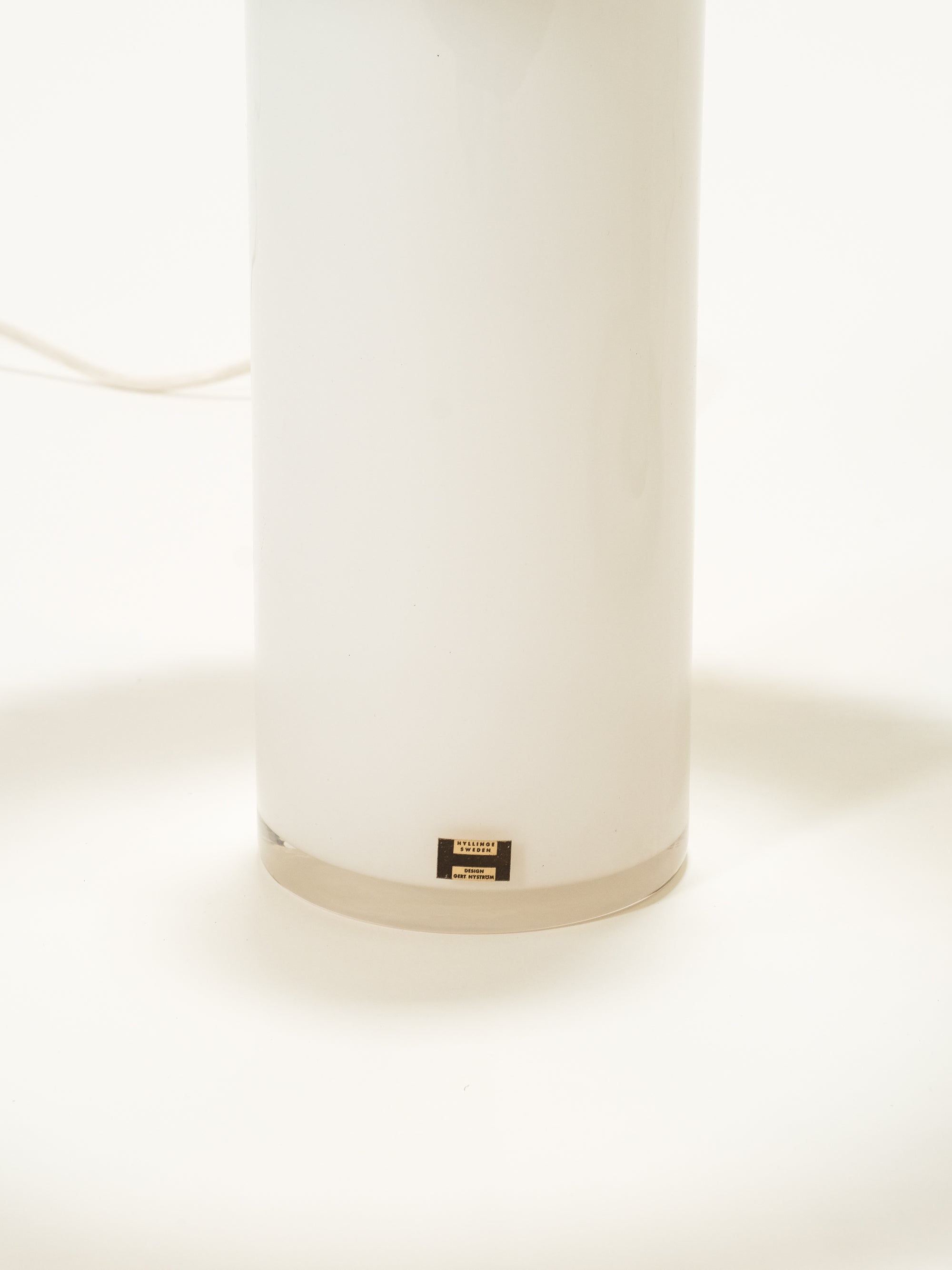 Pair of White Glass Table Lamps by Gert Nyström for Hyllinge, Sweden, 1960s