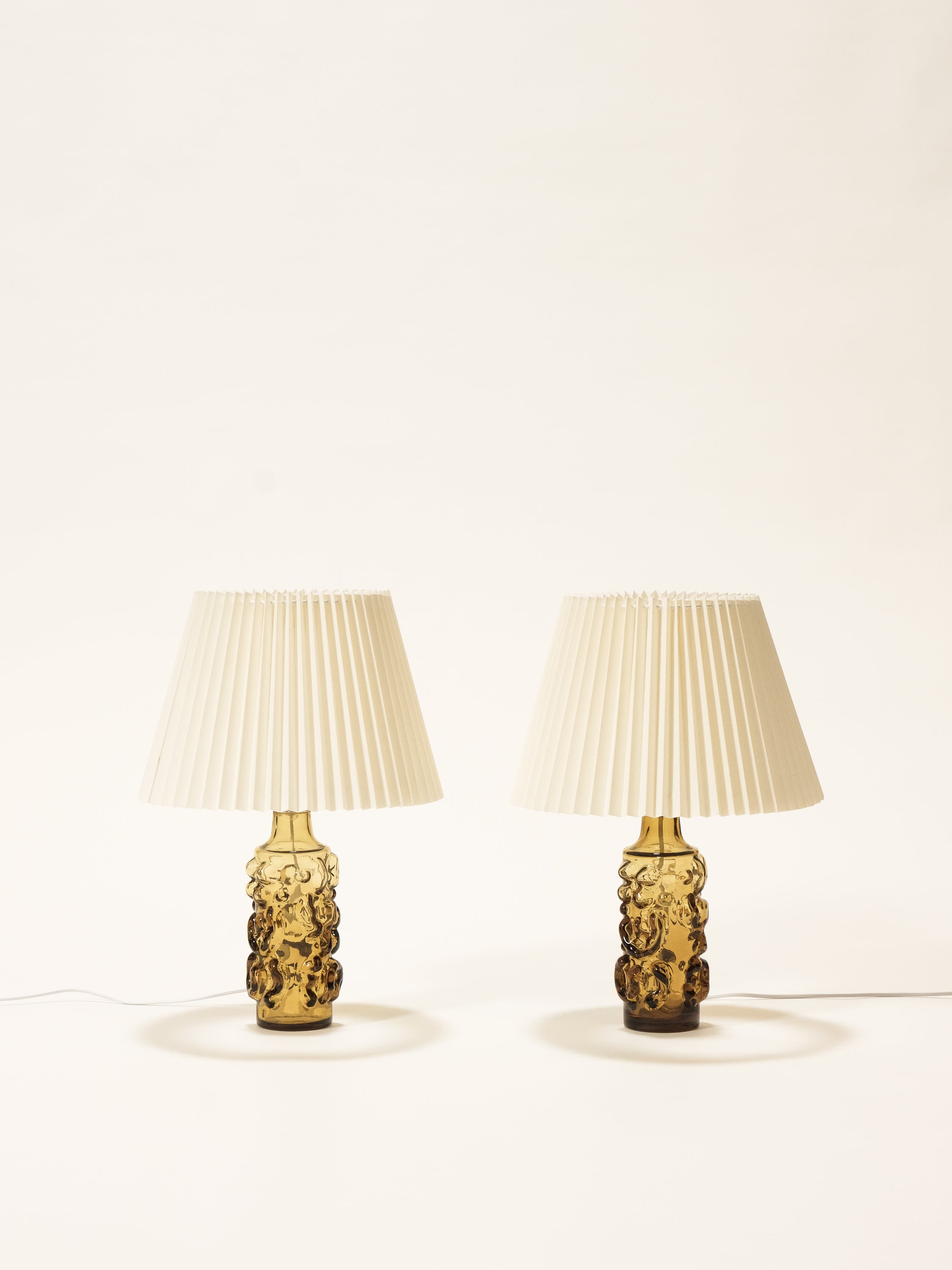 Pair of Glass Table Lamps by Gustav Leek for Orrefors, Sweden, 1960s