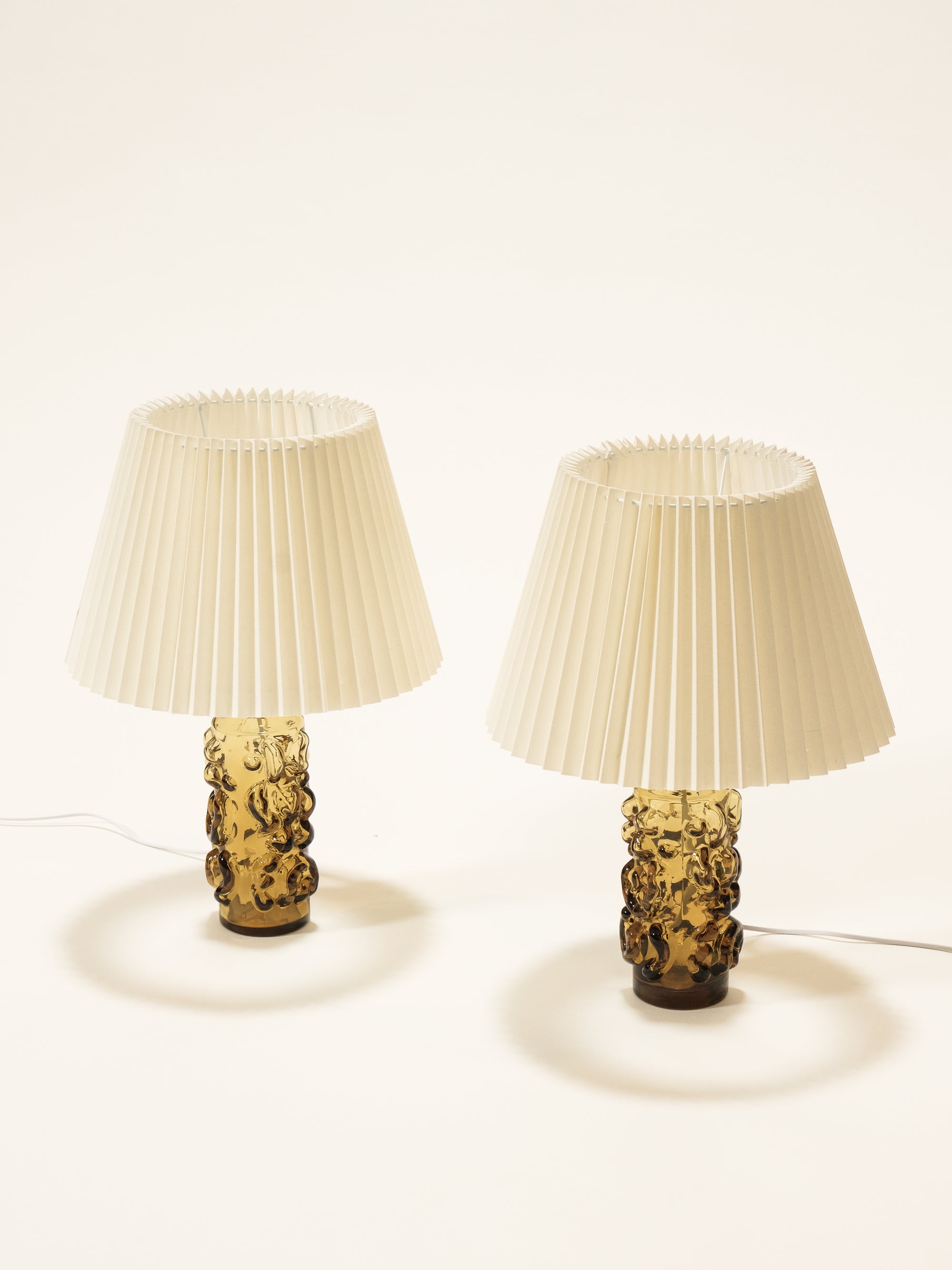 Pair of Glass Table Lamps by Gustav Leek for Orrefors, Sweden, 1960s