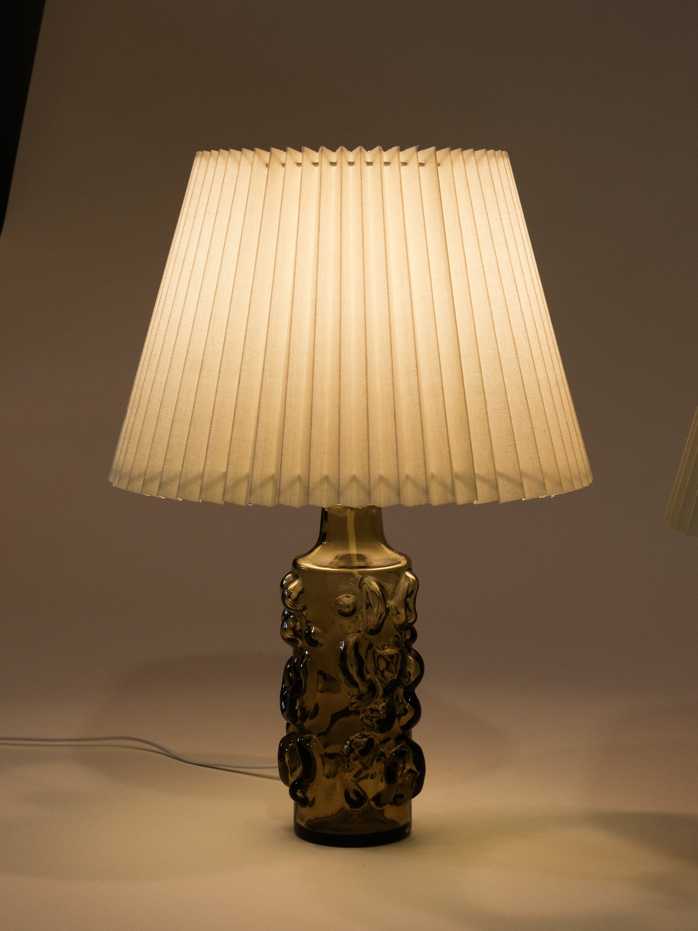 Pair of Glass Table Lamps by Gustav Leek for Orrefors, Sweden, 1960s