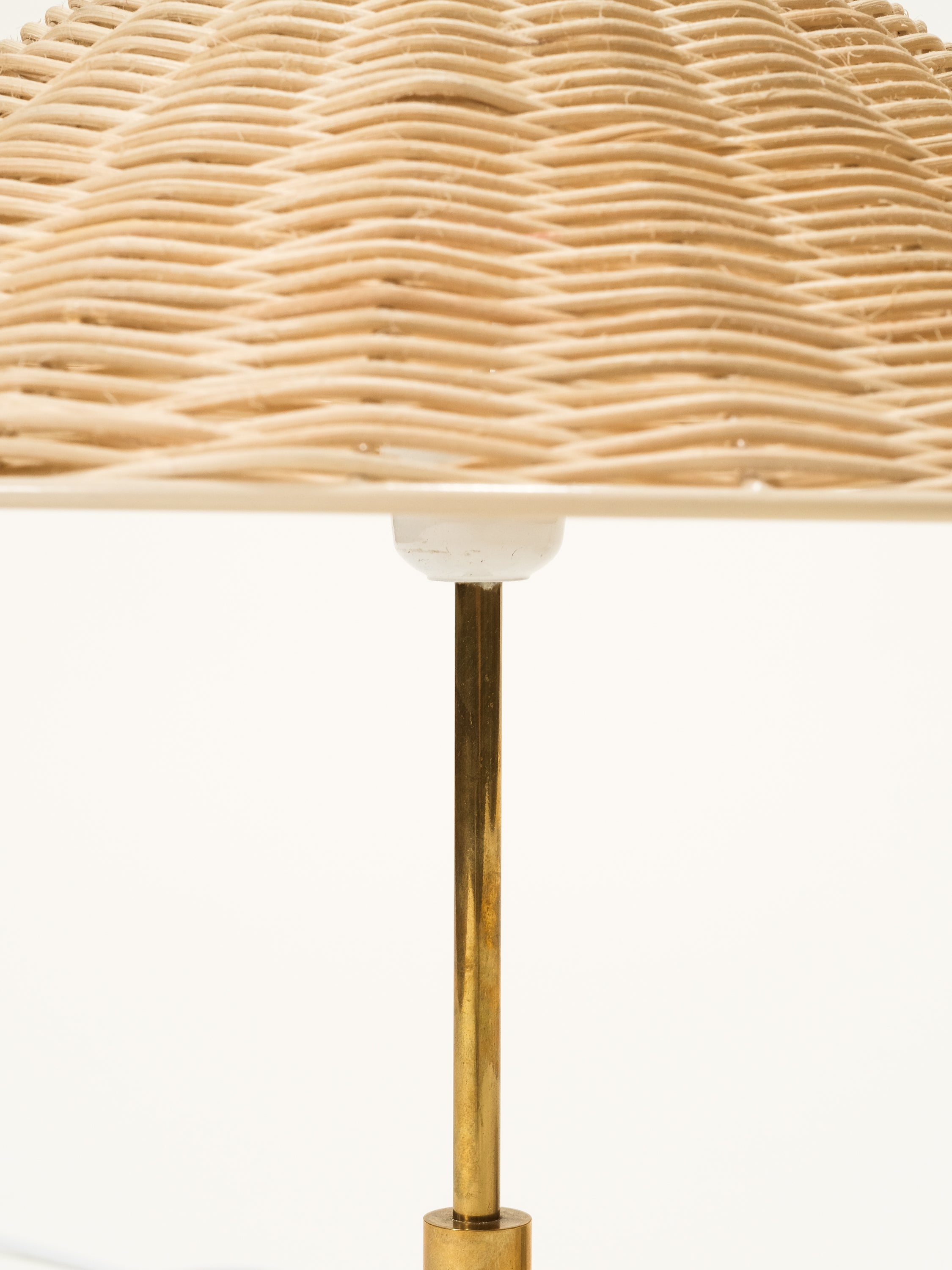 Pair of Mid-Century Swedish Brass Table Lamps with Rattan Shades