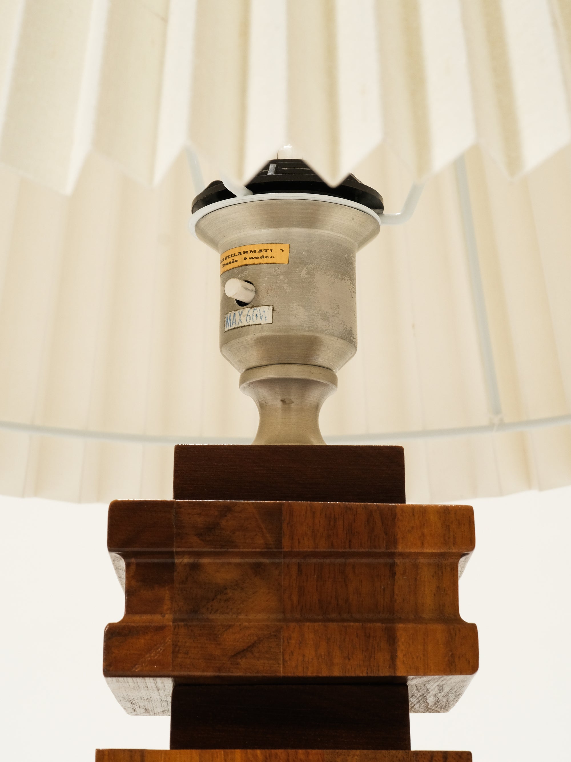 Mid-Century Modern Wooden Table Lamp by Stilarmatur Tranås, Sweden, 1970s