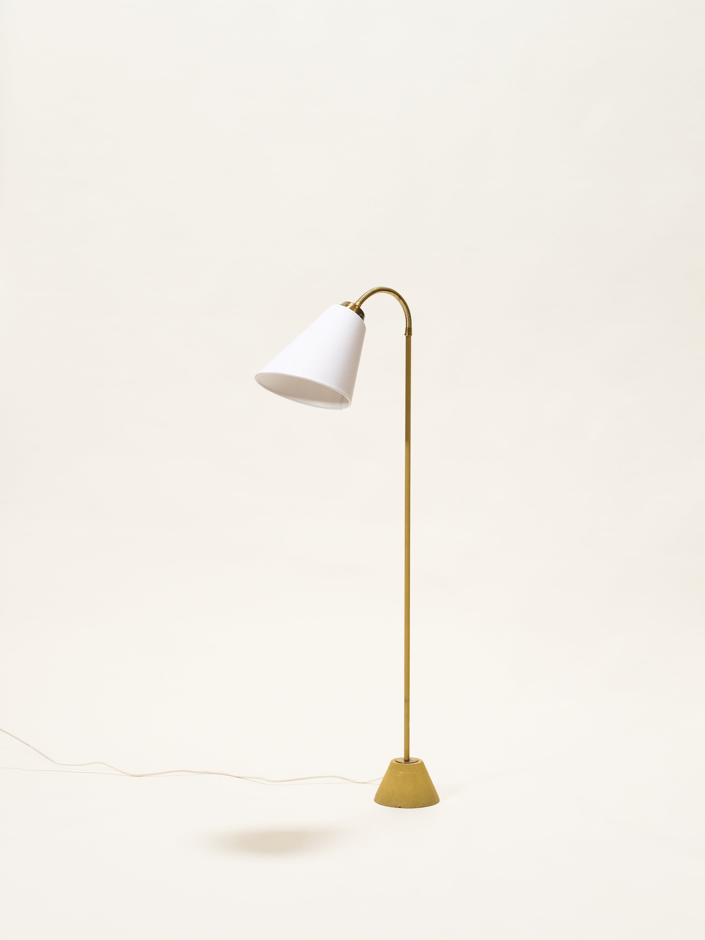Yellow Floor Lamp with Fabric Shade, Sweden, 1960s