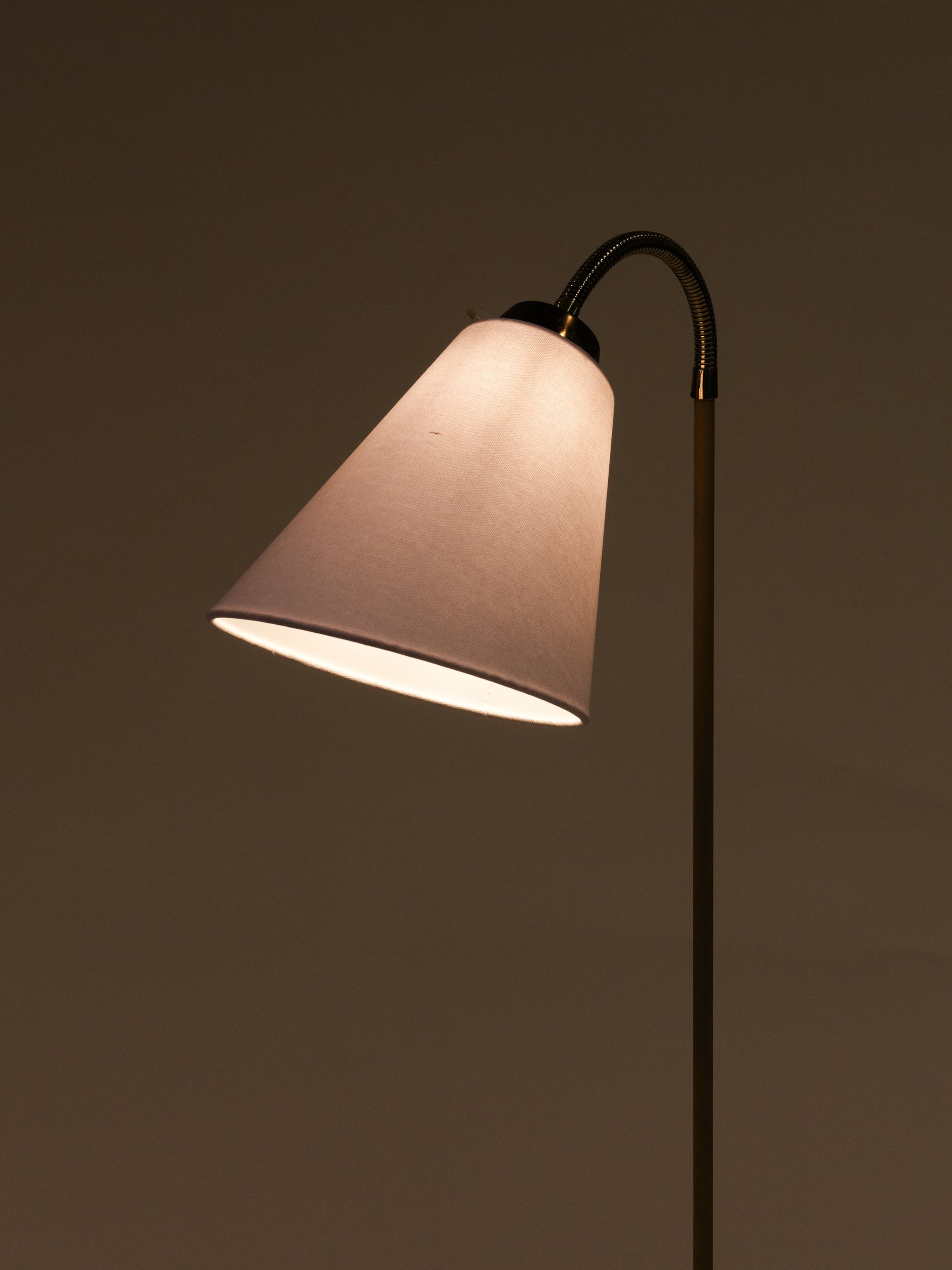 Yellow Floor Lamp with Fabric Shade, Sweden, 1960s