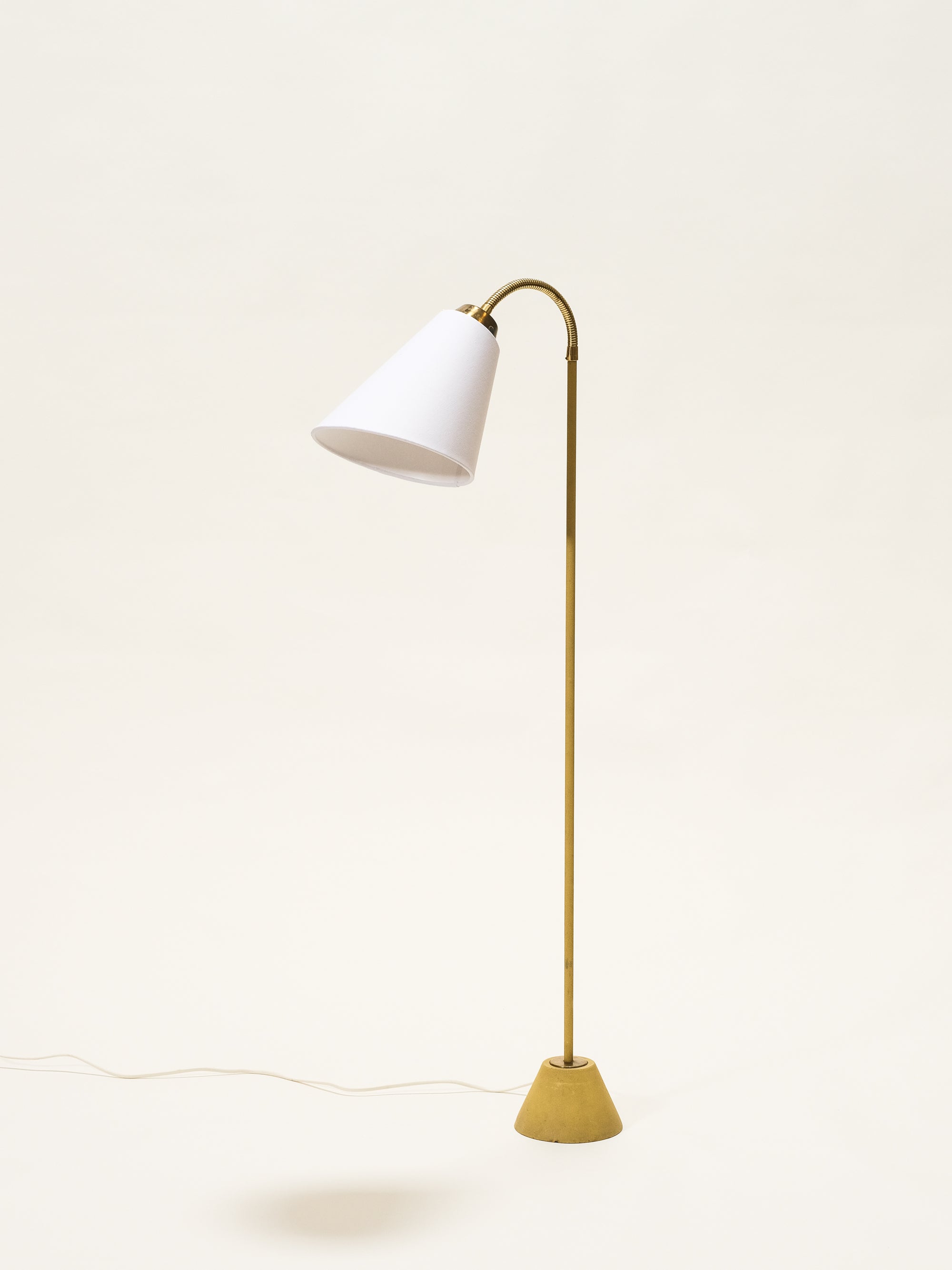 Yellow Floor Lamp with Fabric Shade, Sweden, 1960s