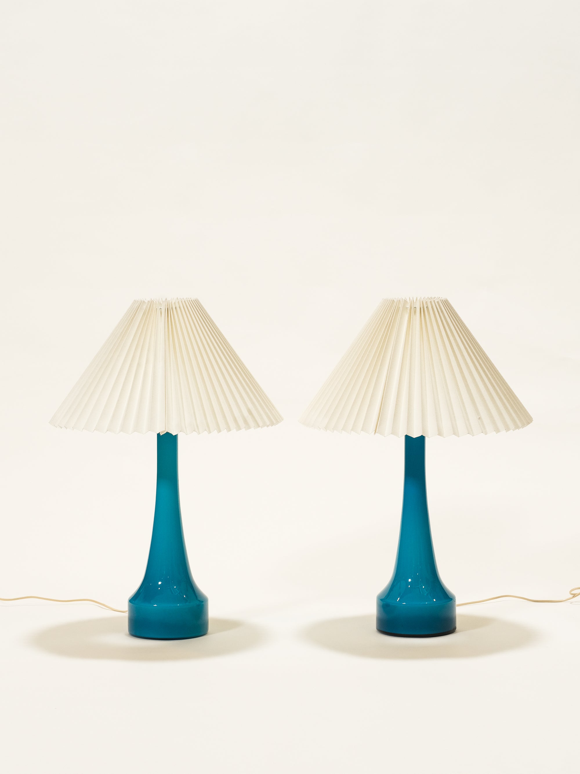 Pair of Blue Glass Table Lamps by Kastrup / Holmegaard, Denmark, 1960s