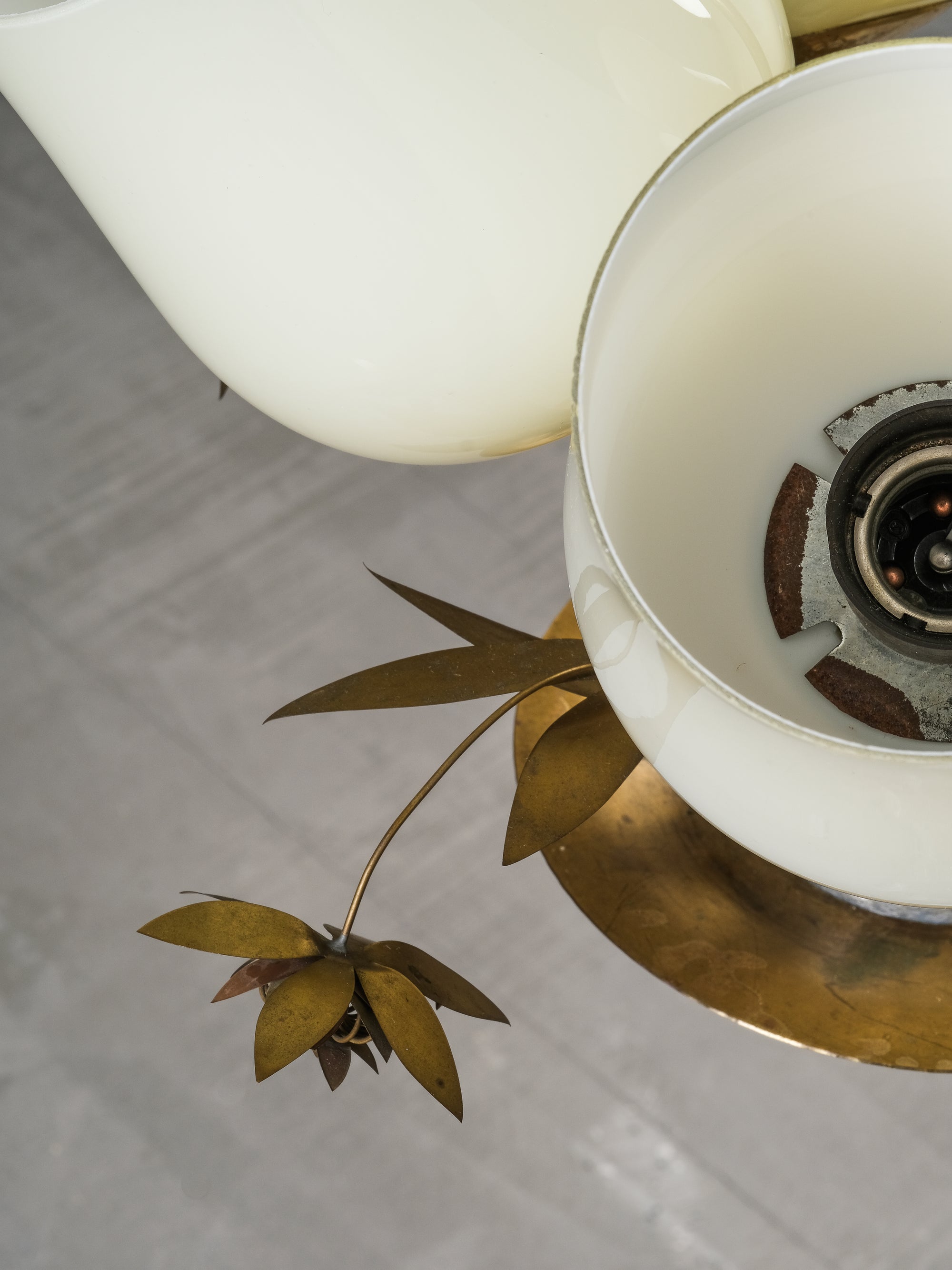 Model 501-5 Chandelier Lamp in Brass and Glass by Stockmann, Finland, 1950s