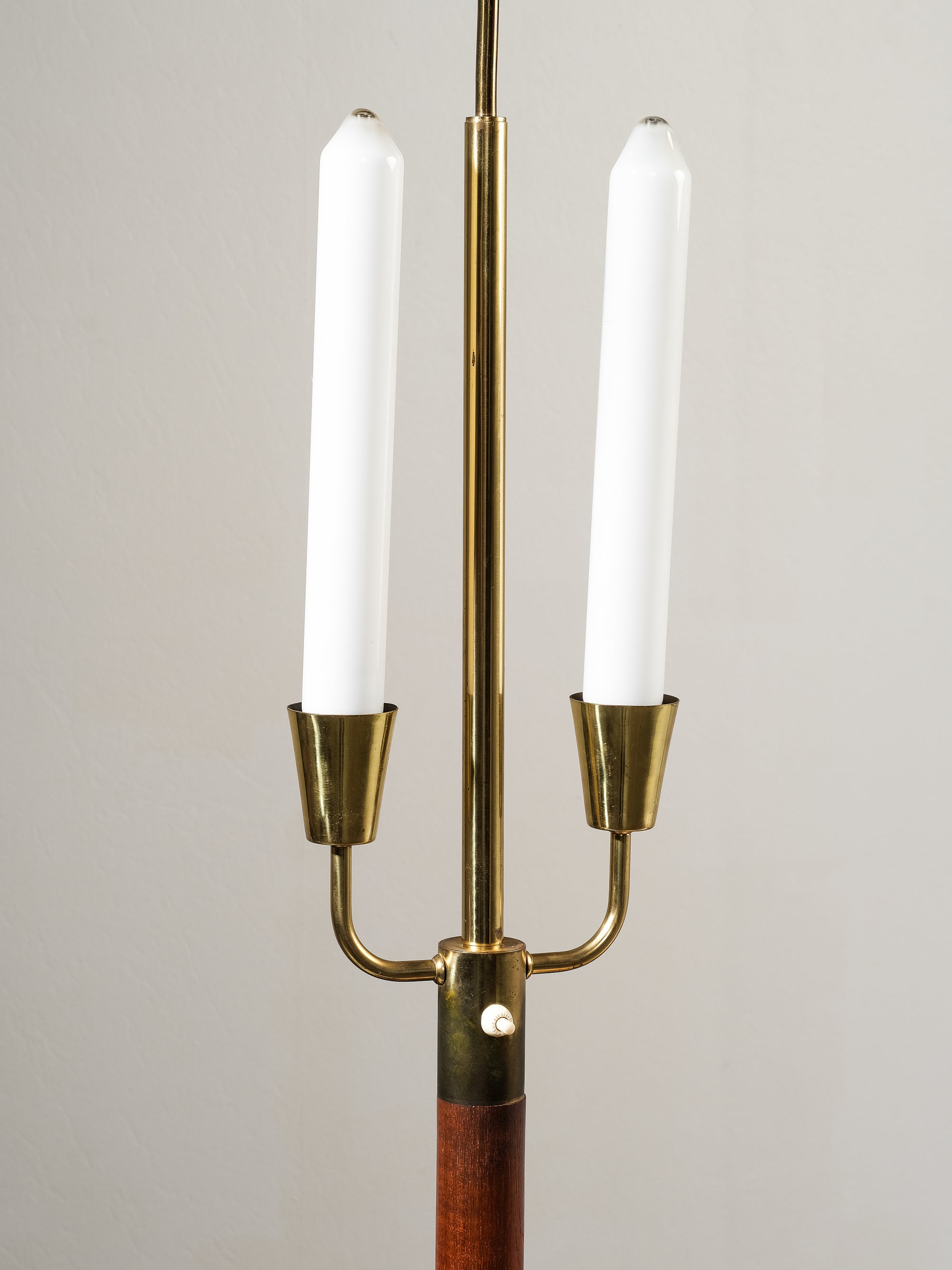 Rare Teak, Brass &amp; Jute Fabric Floor Lamp by Bertel Gardberg, Finland, 1960s