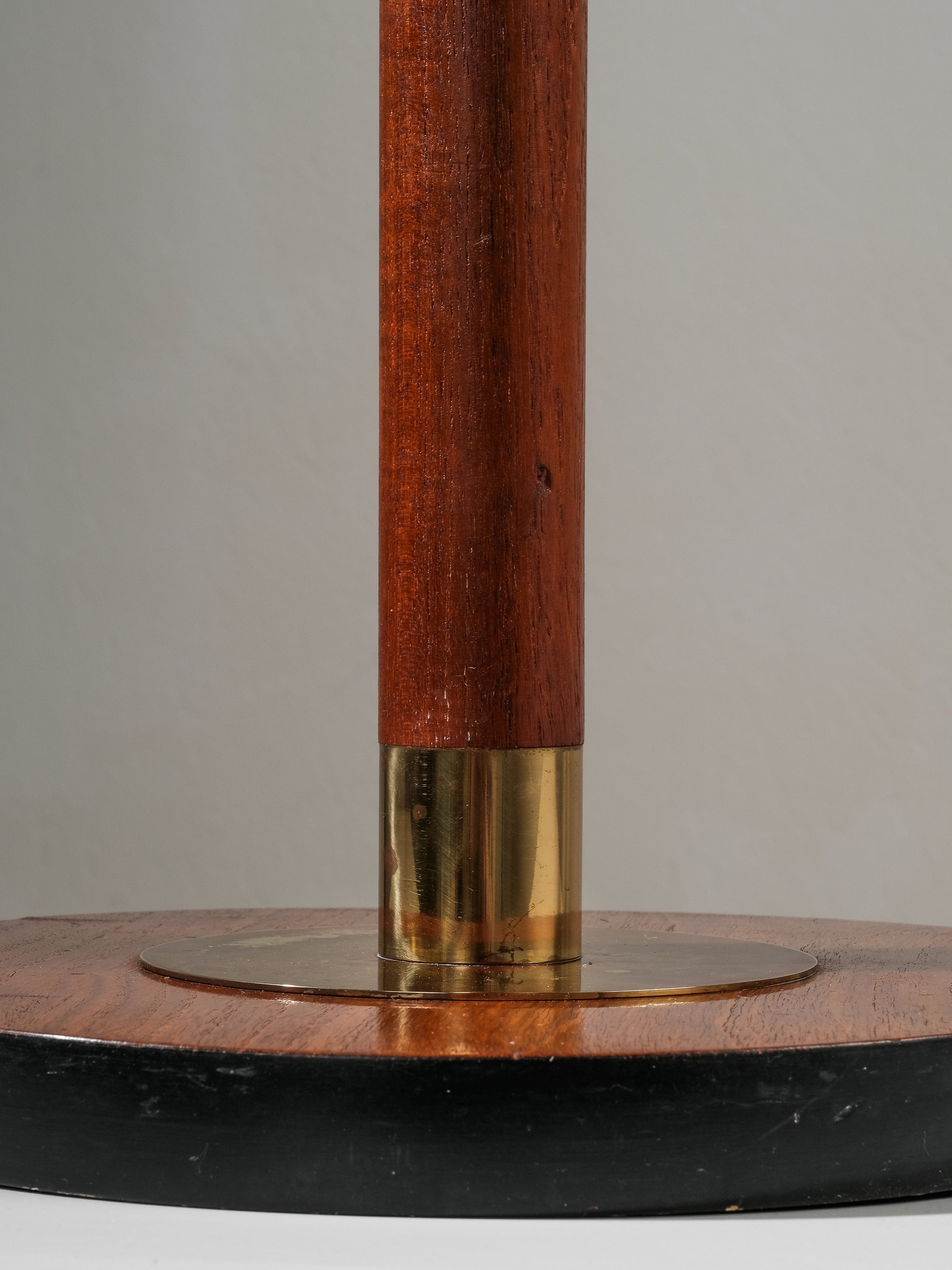 Rare Teak, Brass &amp; Jute Fabric Floor Lamp by Bertel Gardberg, Finland, 1960s